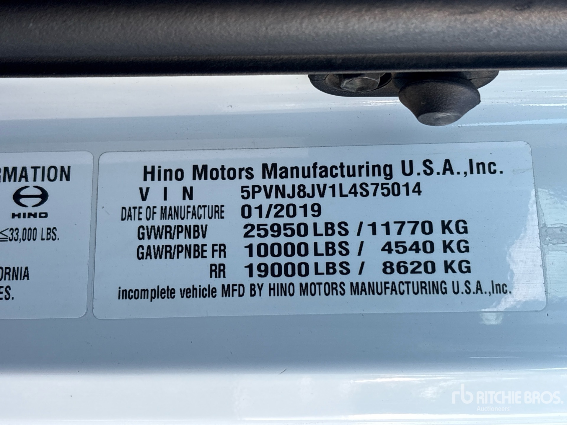 General Appearance with Serial Number / VIN