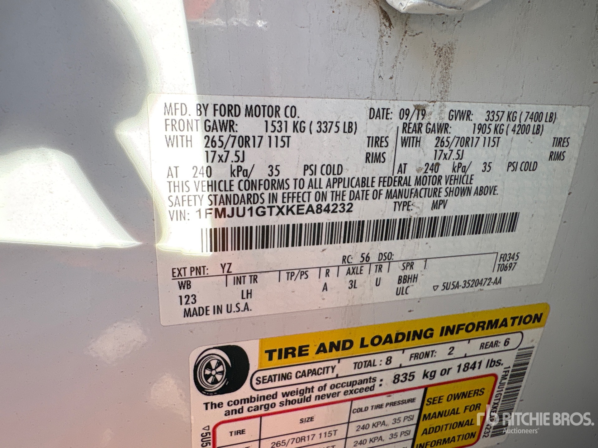 General Appearance with N.º de serie/VIN