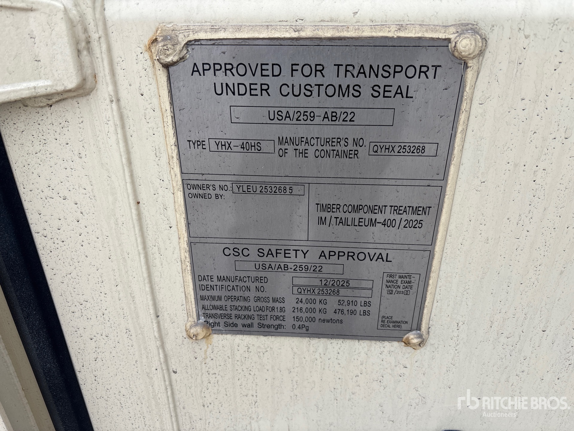 General Appearance with Serial Number / VIN