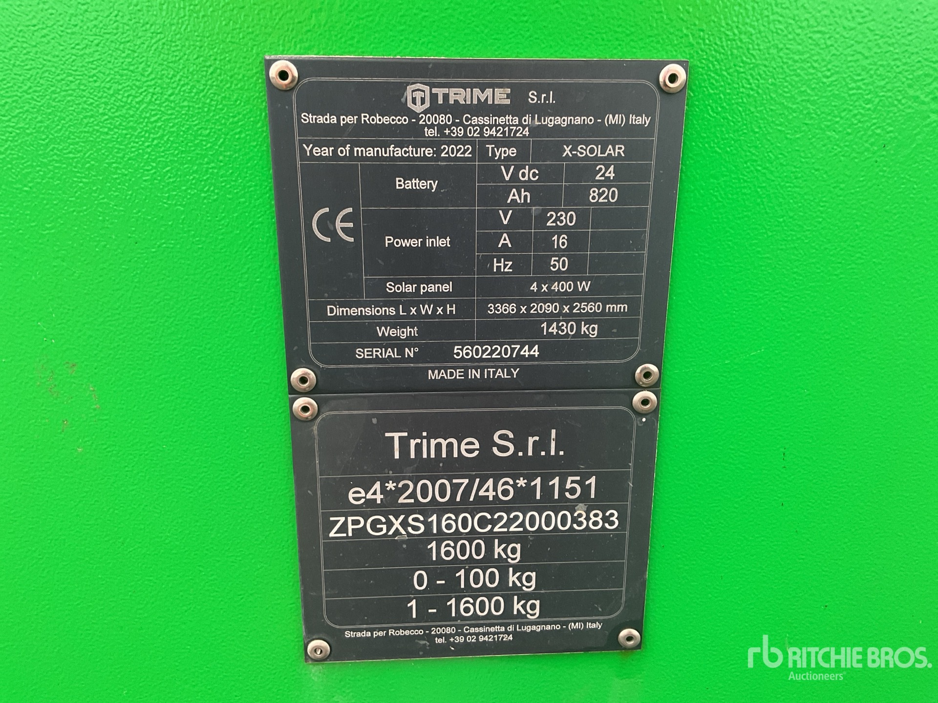 General Appearance with Serial Number / VIN