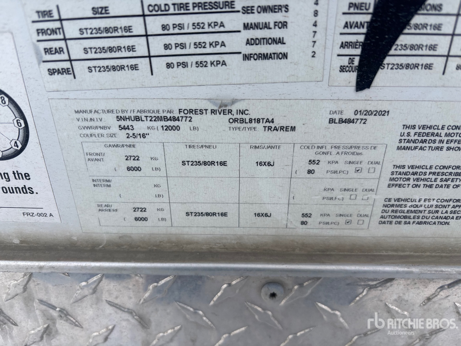 General Appearance with Serial Number / VIN