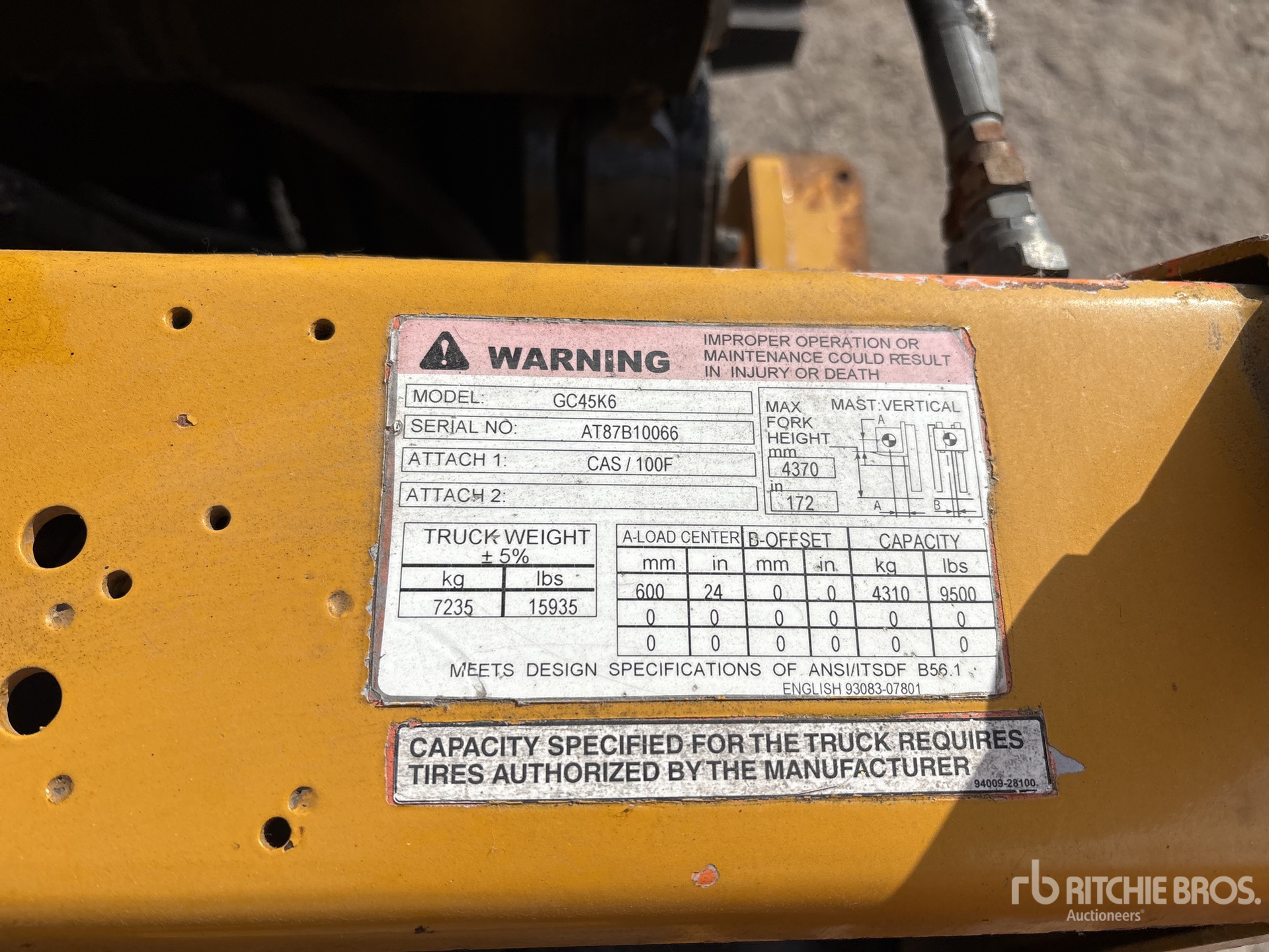 General Appearance with Serial Number / VIN