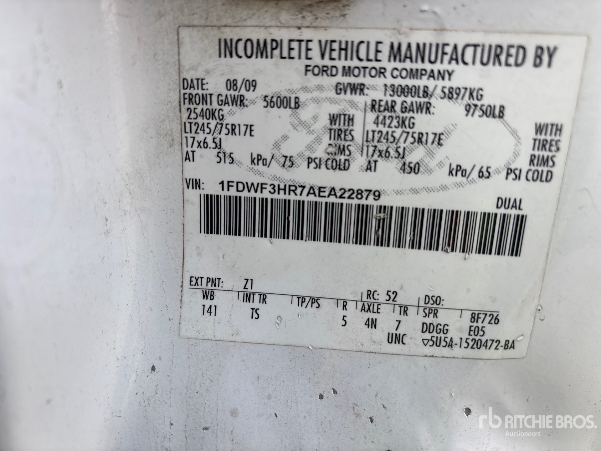 General Appearance with Serial Number / VIN