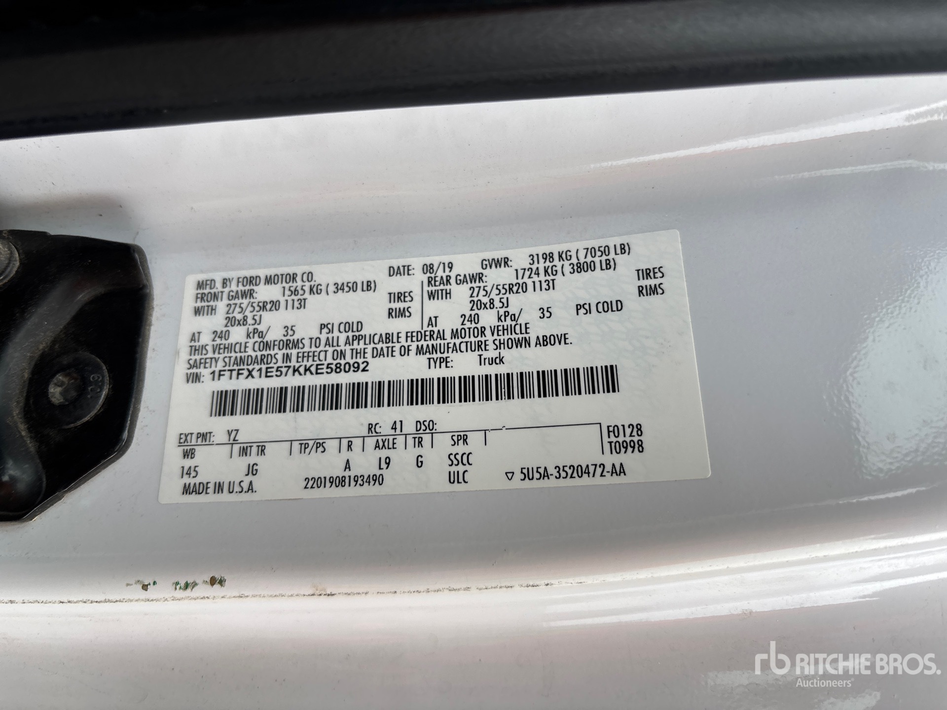 General Appearance with Serial Number / VIN