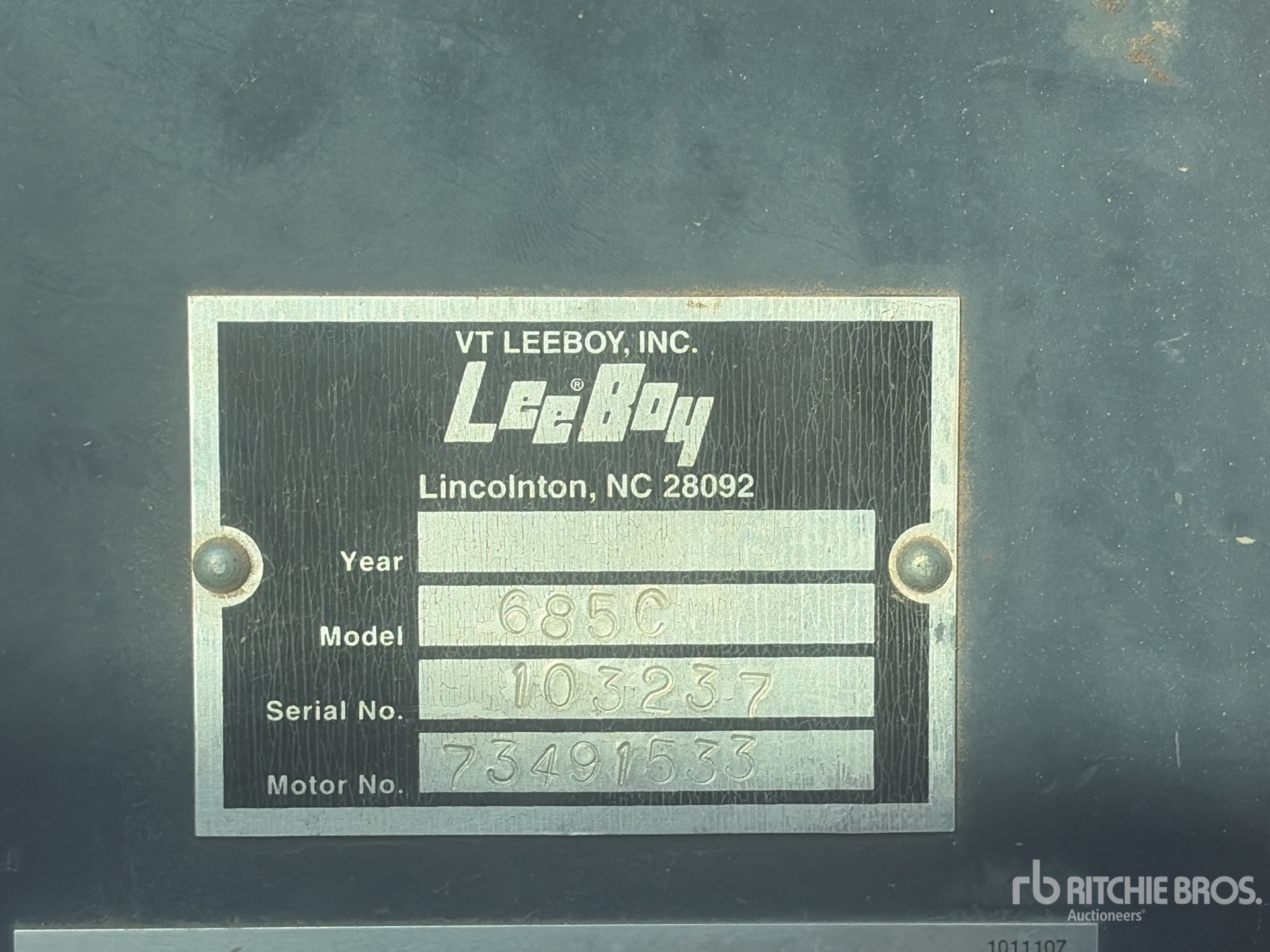 General Appearance with Serial Number / VIN