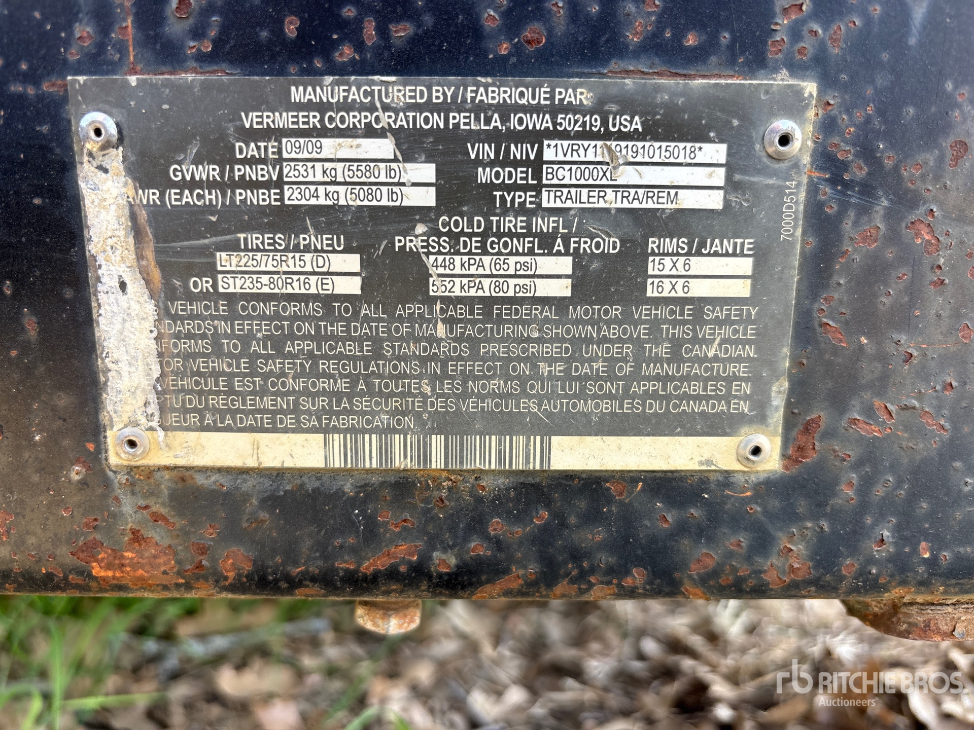 General Appearance with Serial Number / VIN