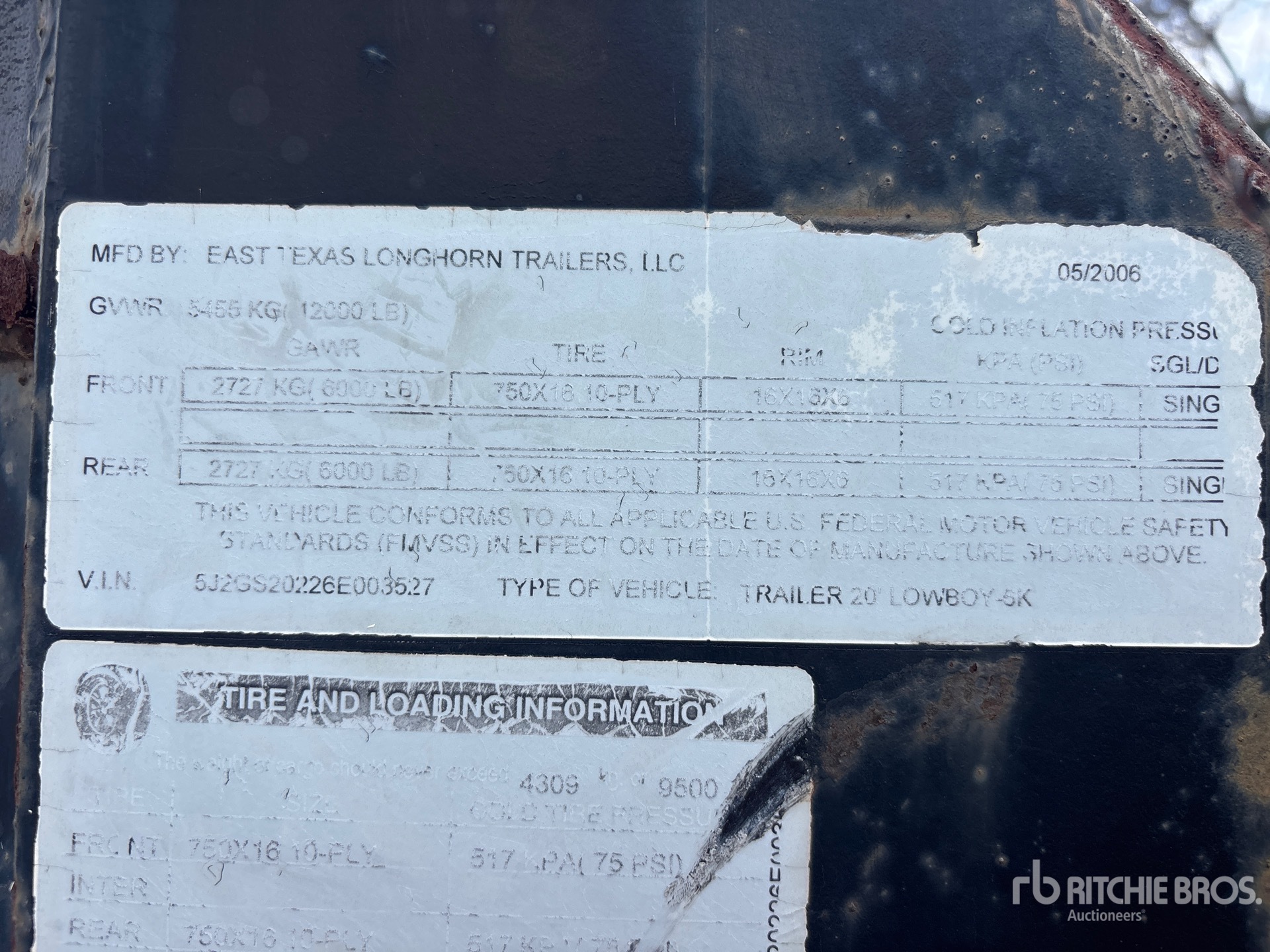 General Appearance with Serial Number / VIN