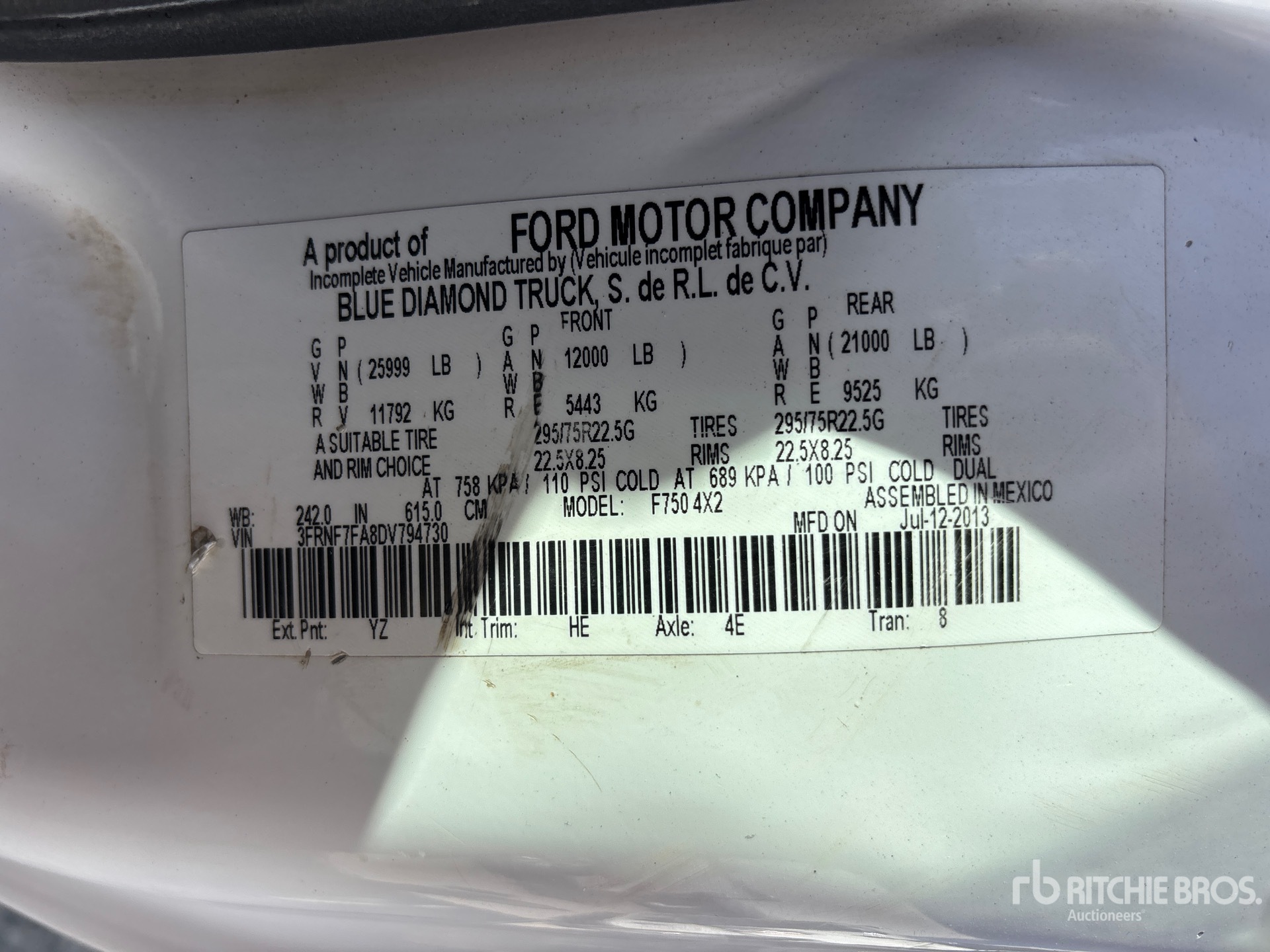 General Appearance with Serial Number / VIN