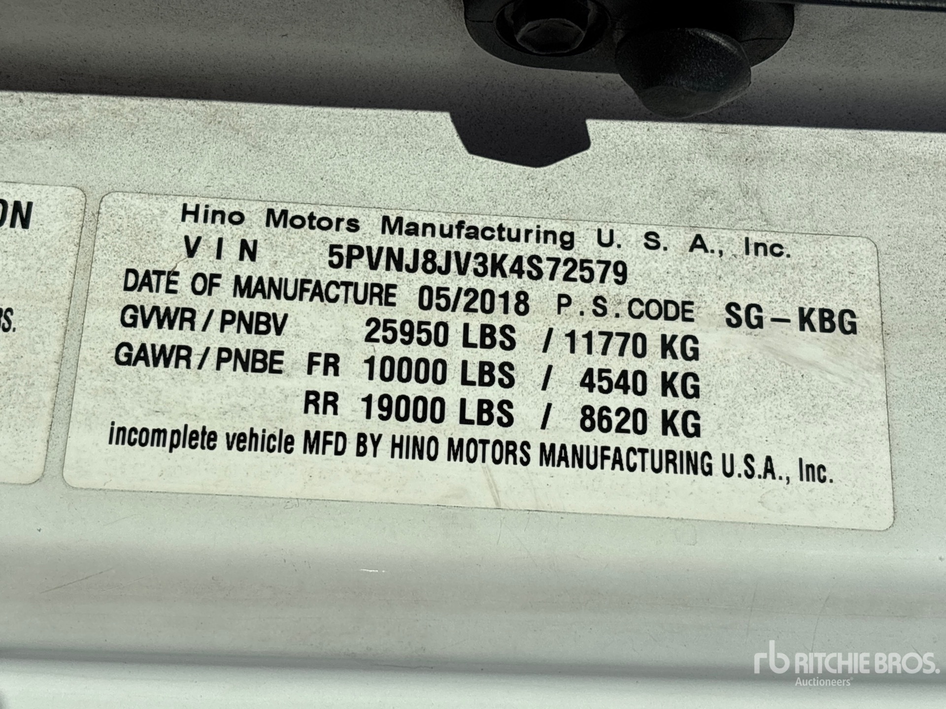 General Appearance with Serial Number / VIN