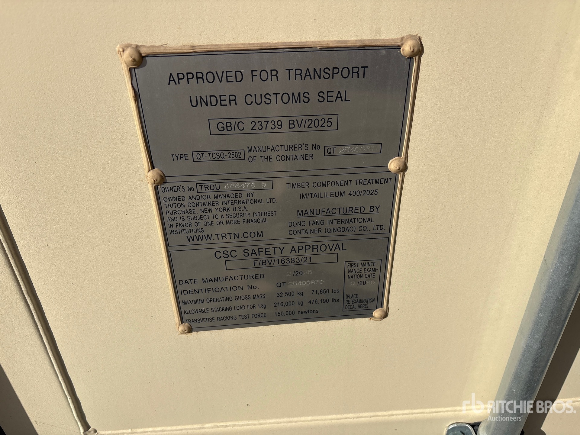 General Appearance with Serial Number / VIN