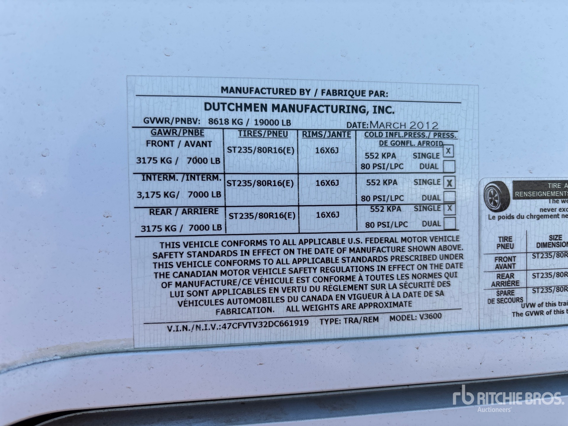 General Appearance with N.º de serie/VIN