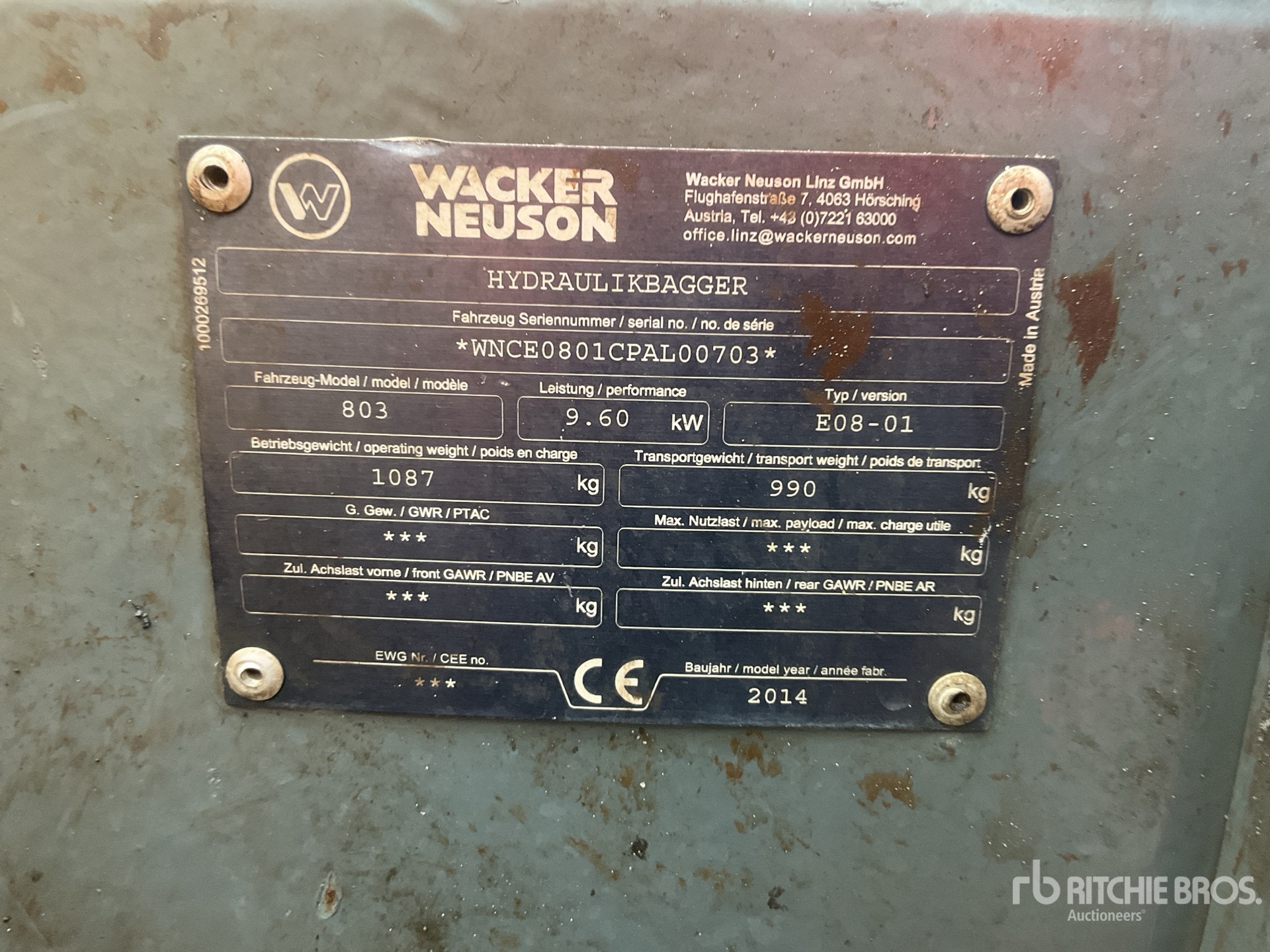 General Appearance with N.º de serie/VIN