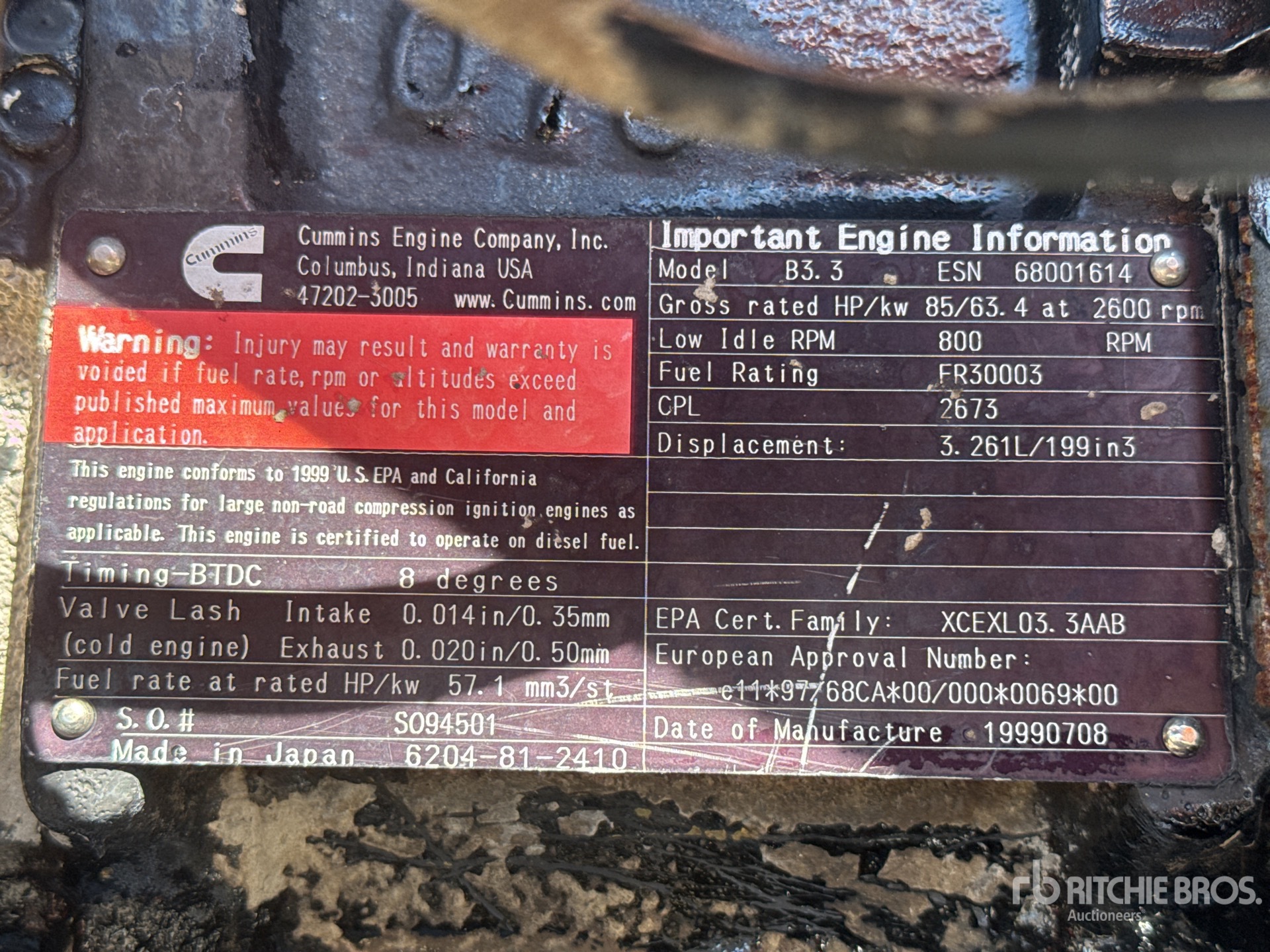 General Appearance with Serial Number / VIN