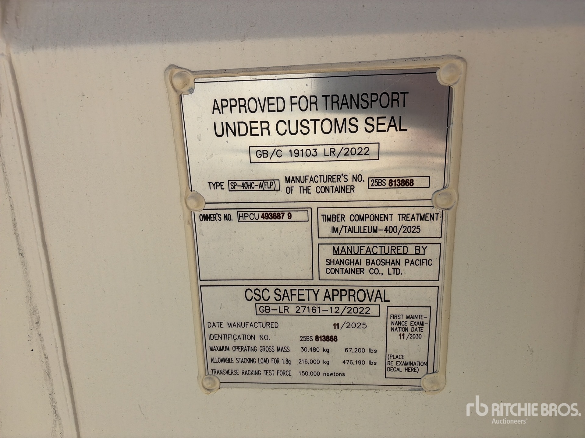 General Appearance with Serial Number / VIN