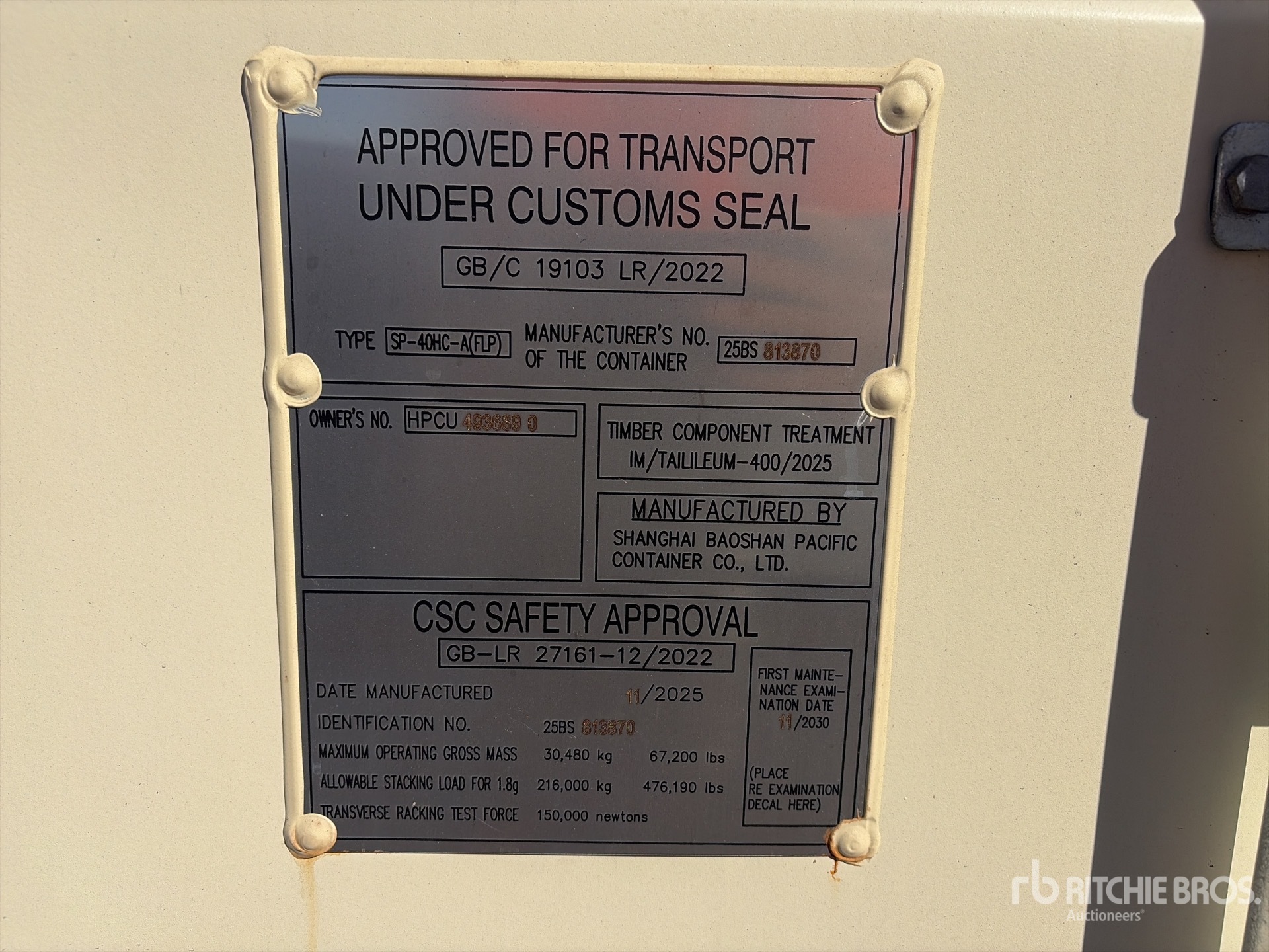 General Appearance with Serial Number / VIN