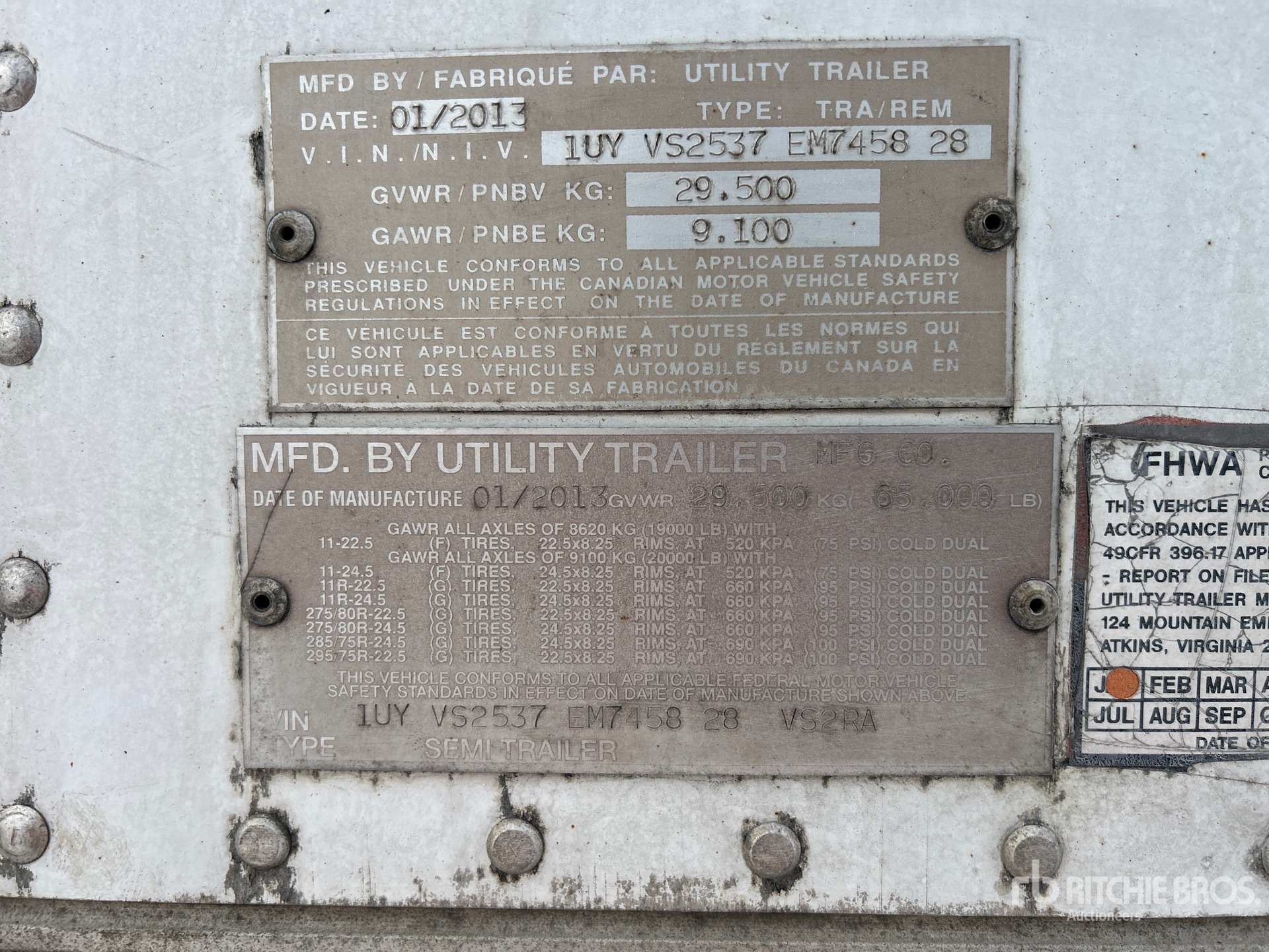 General Appearance with N.º de serie/VIN