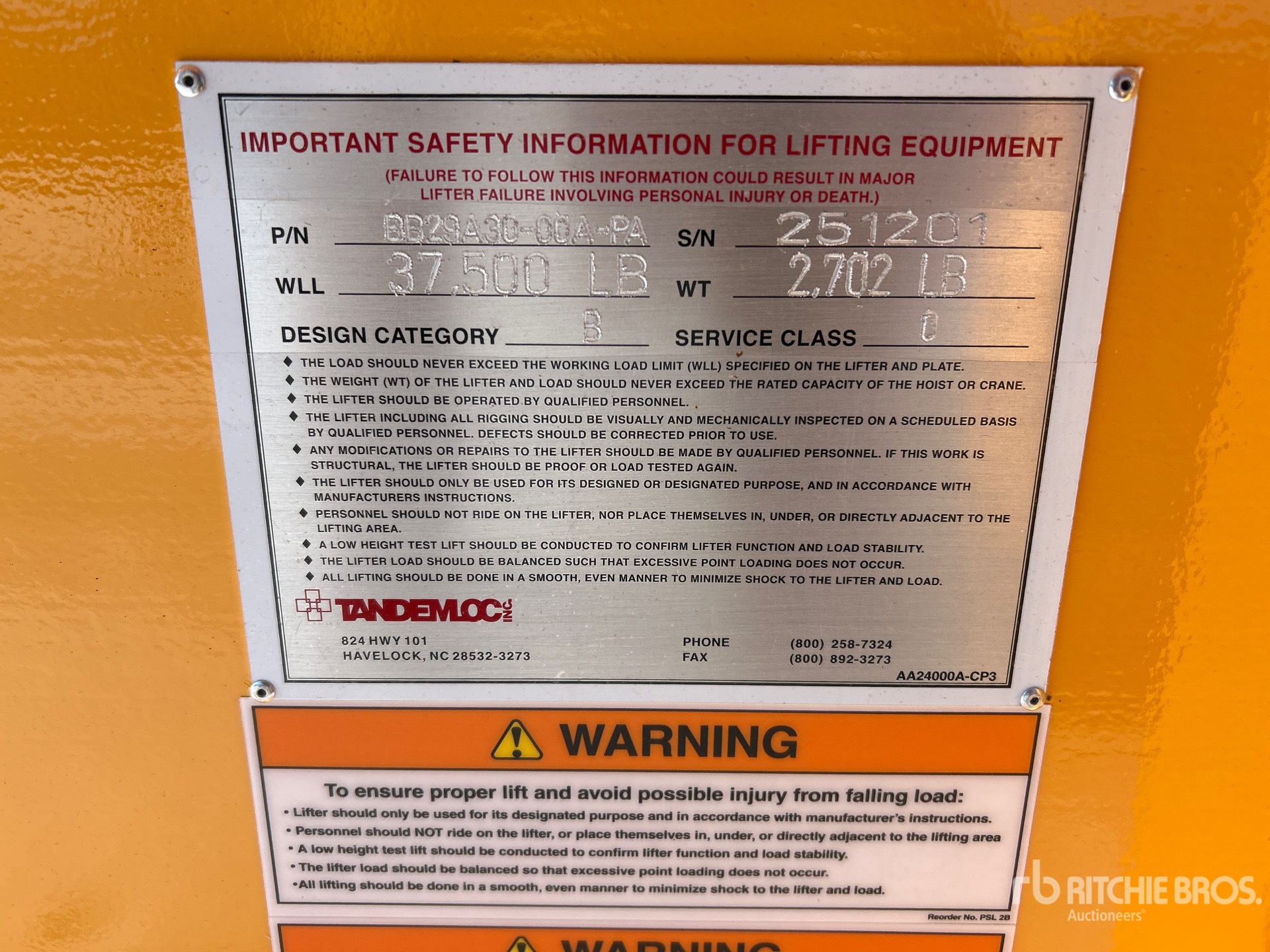 General Appearance with Serial Number / VIN