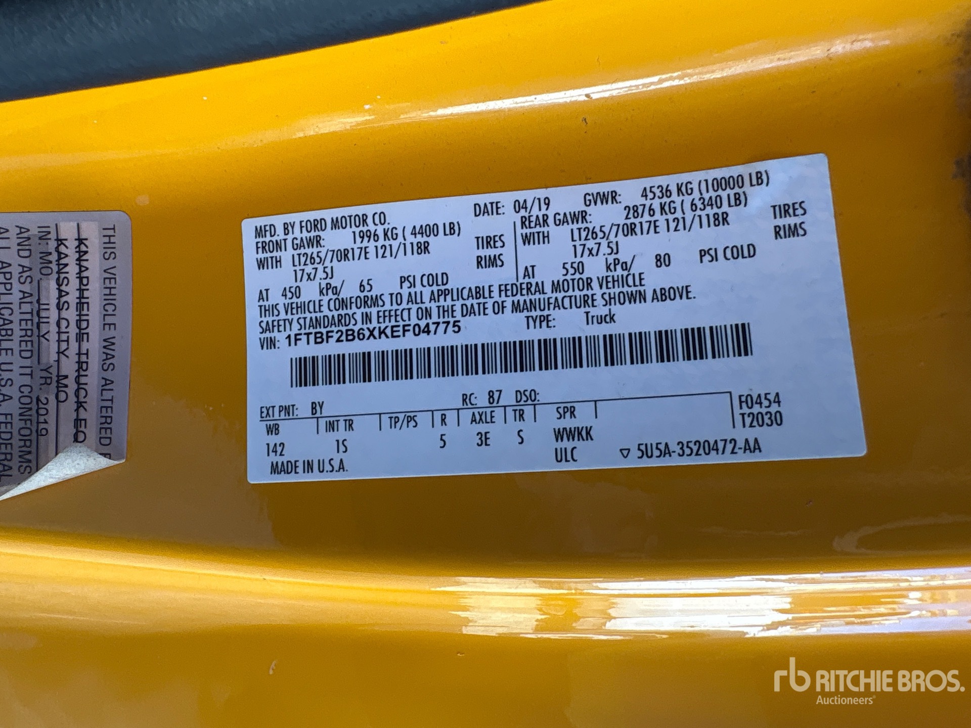 General Appearance with N.º de serie/VIN