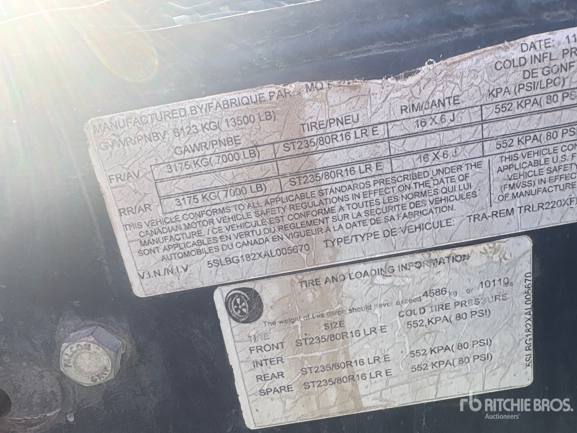 General Appearance with Serial Number / VIN