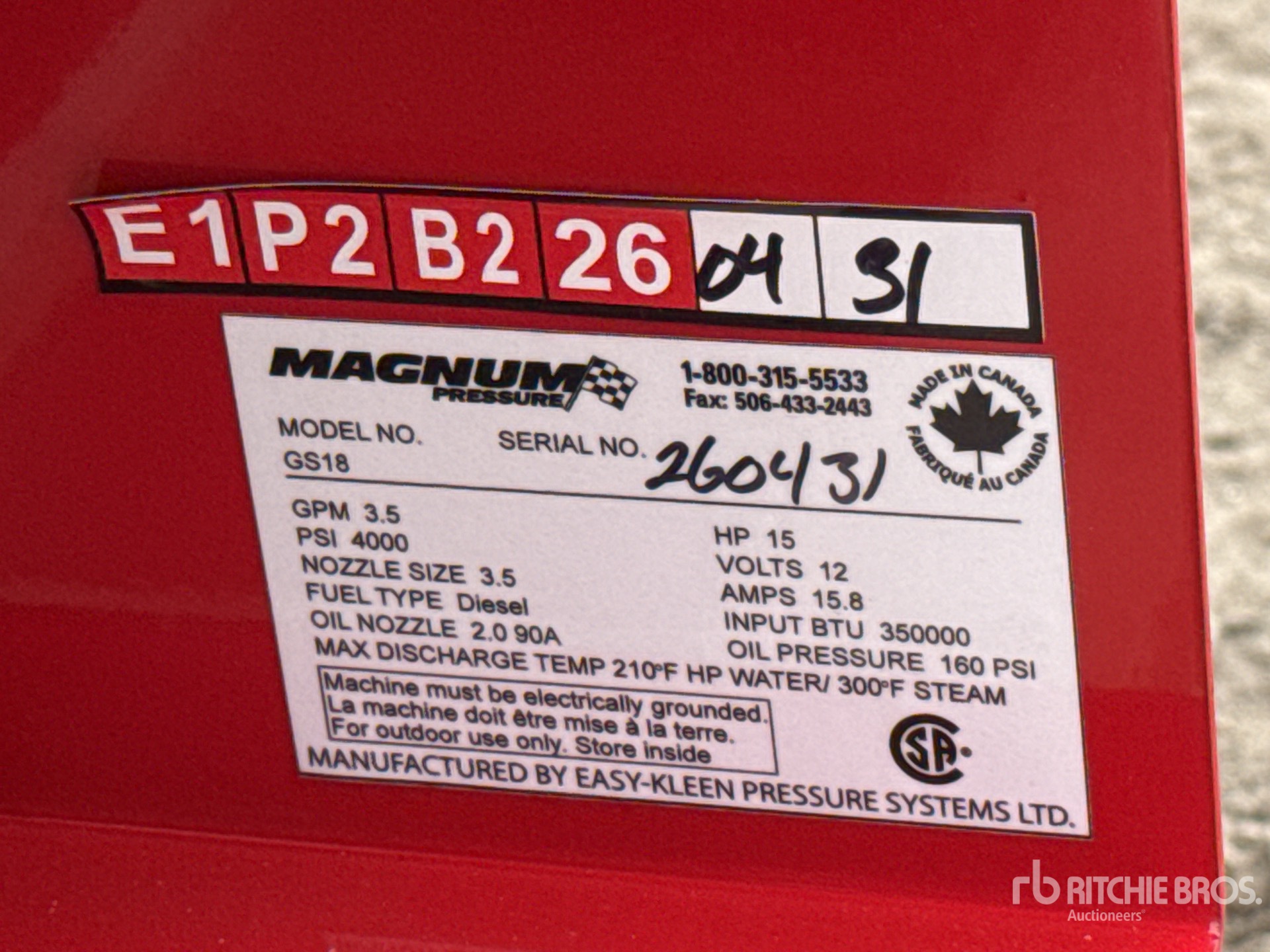 General Appearance with Serial Number / VIN