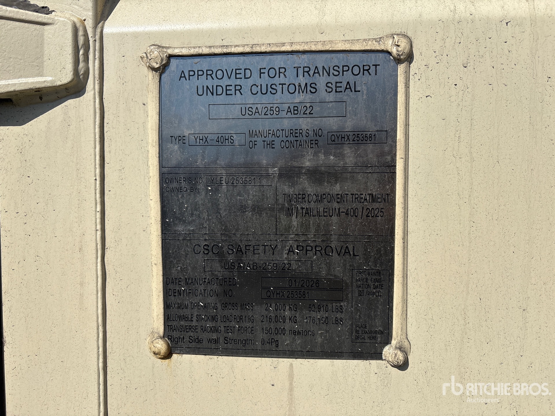 General Appearance with Serial Number / VIN