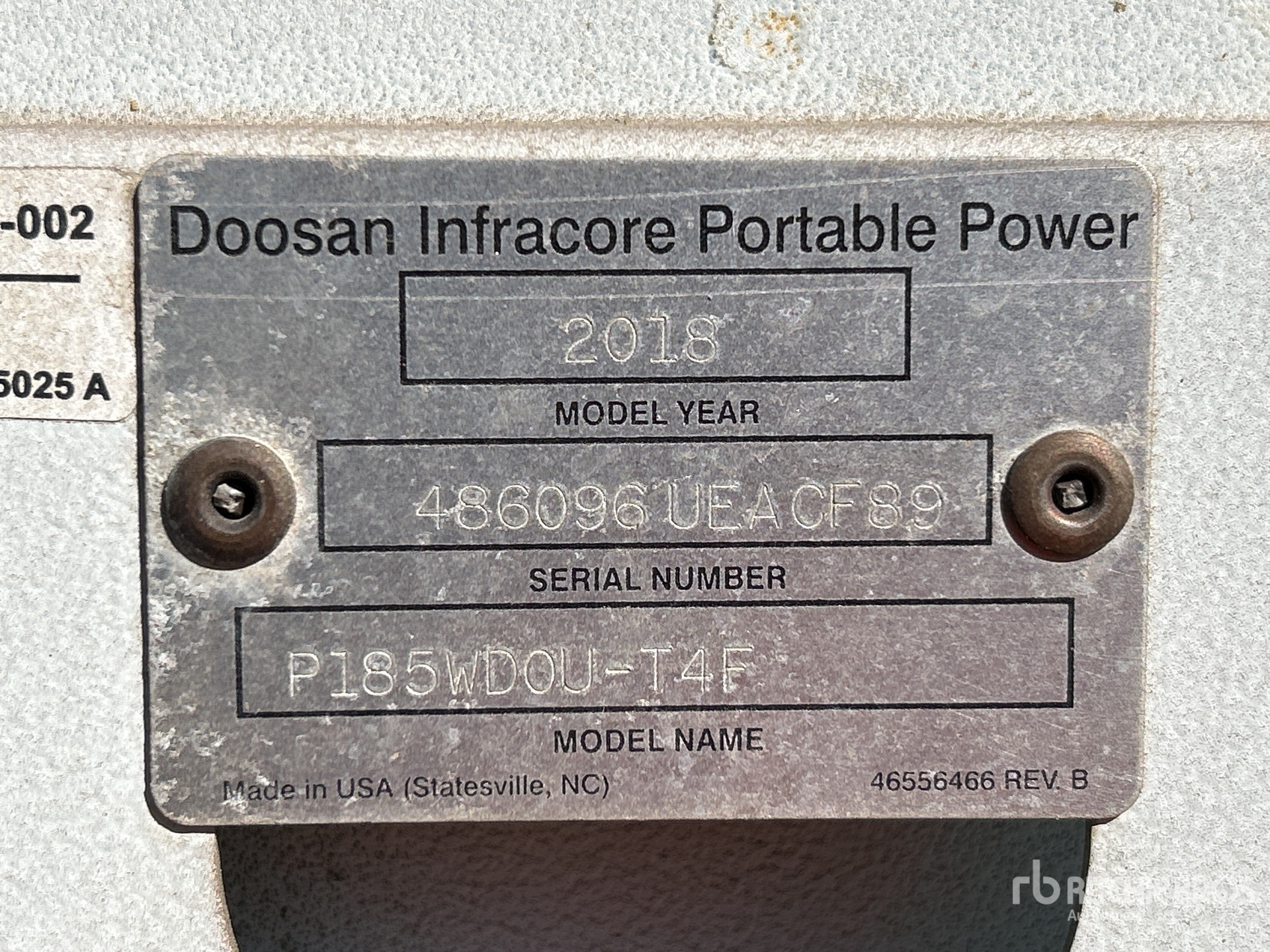 General Appearance with Serial Number / VIN