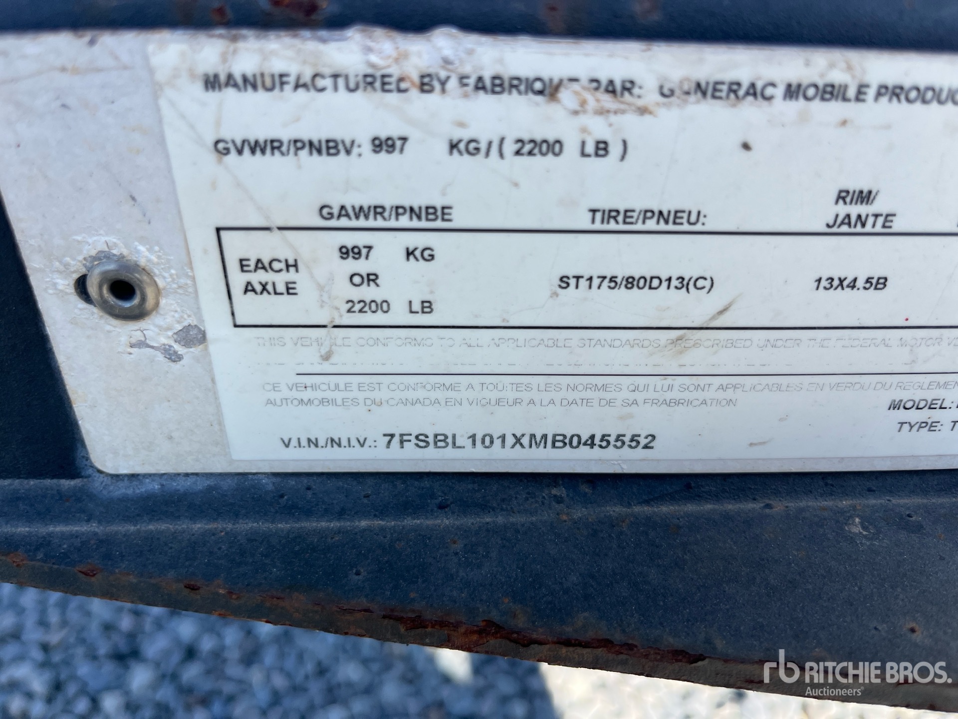 General Appearance with Serial Number / VIN