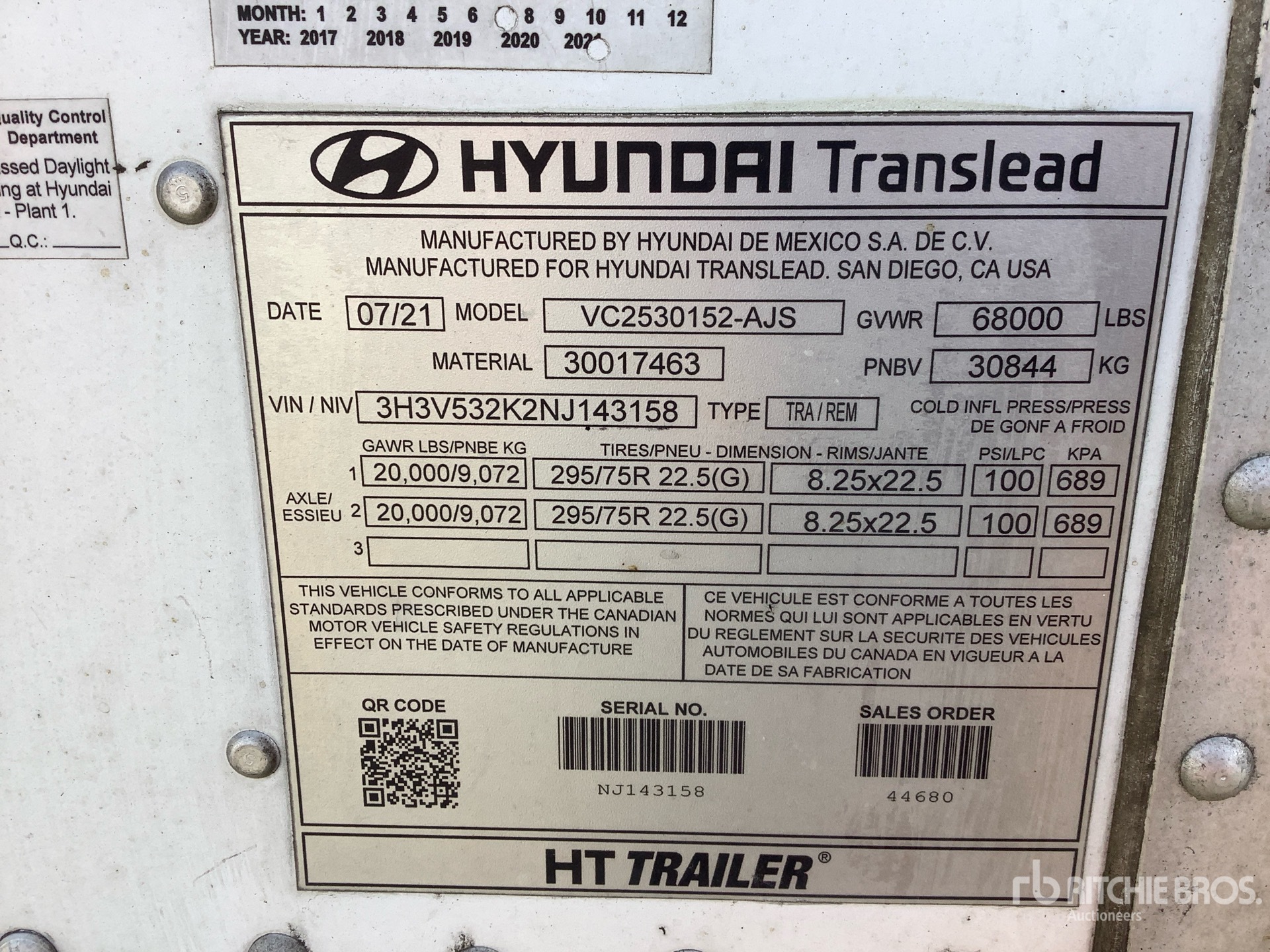 General Appearance with Serial Number / VIN