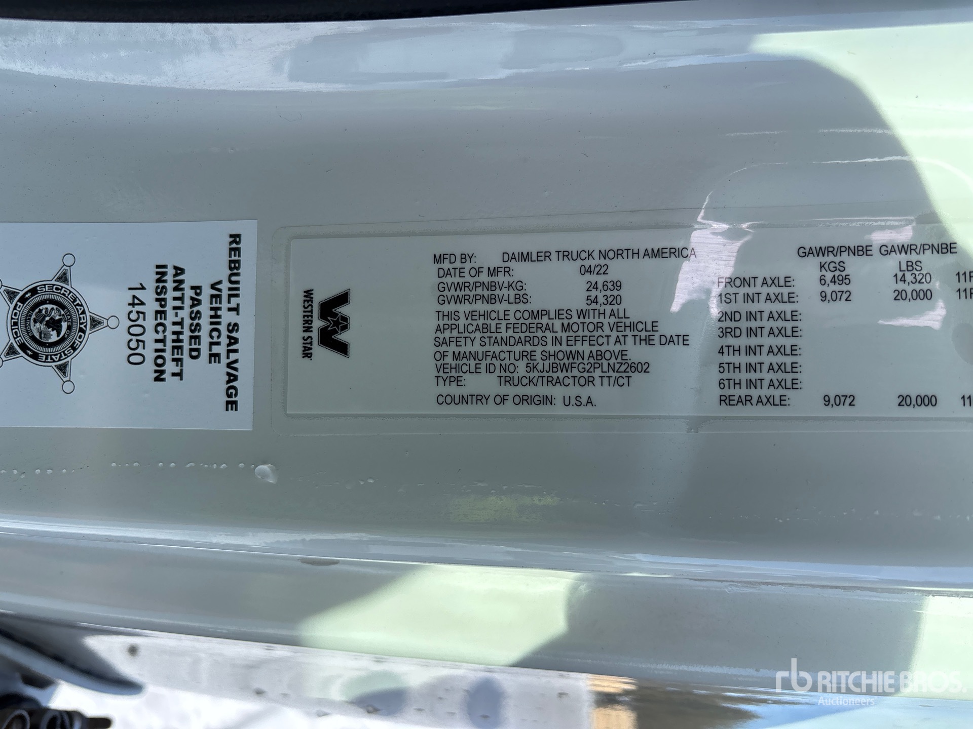 General Appearance with Serial Number / VIN