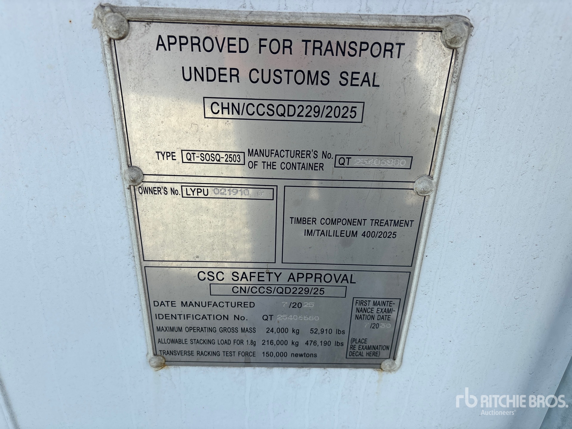 General Appearance with Serial Number / VIN