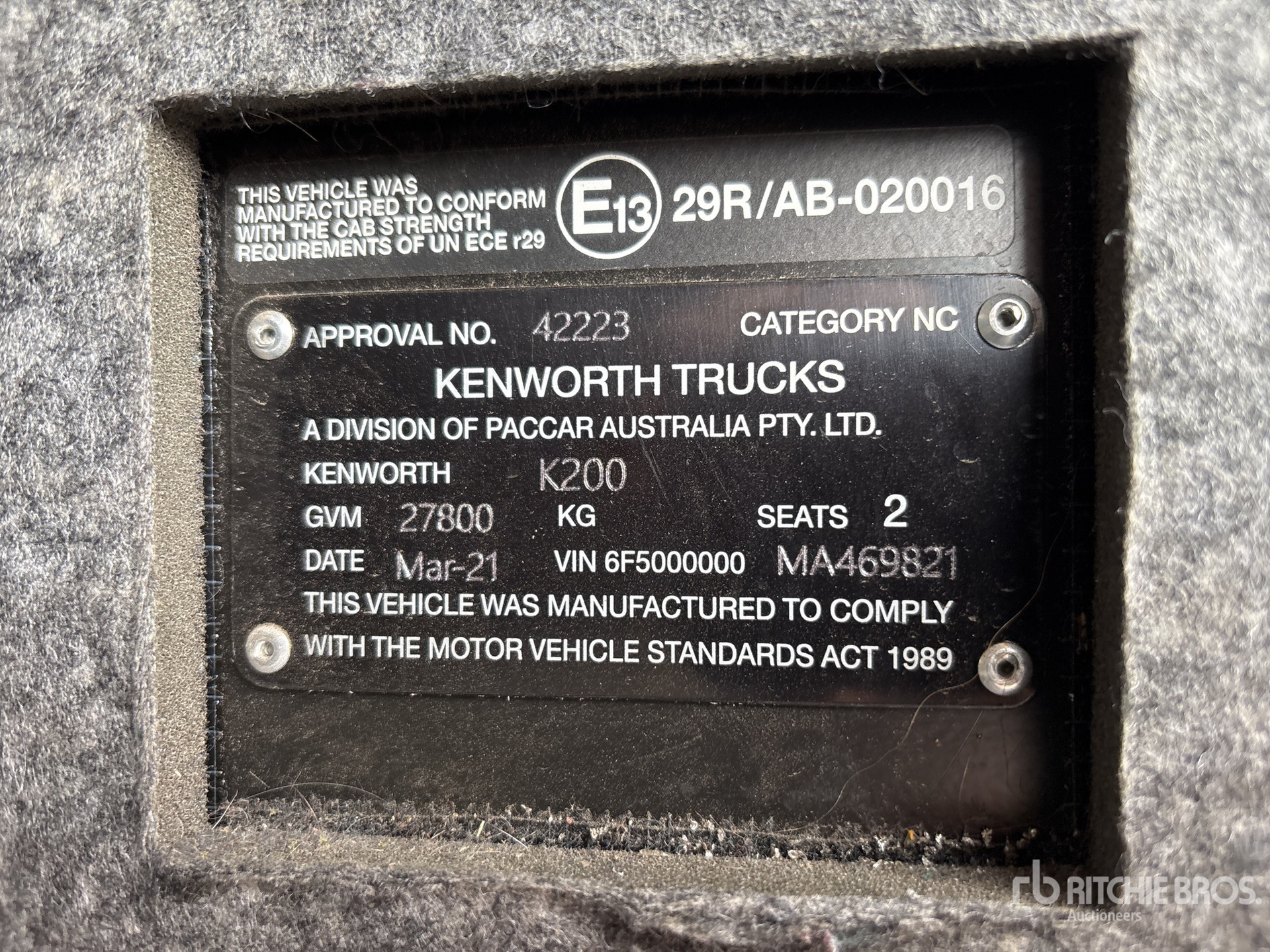 General Appearance with Serial Number / VIN