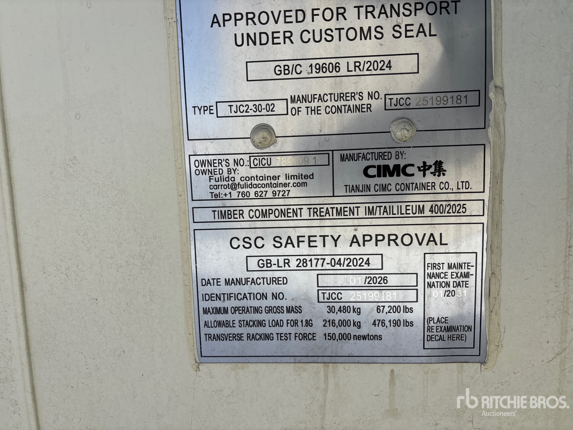 General Appearance with Serial Number / VIN