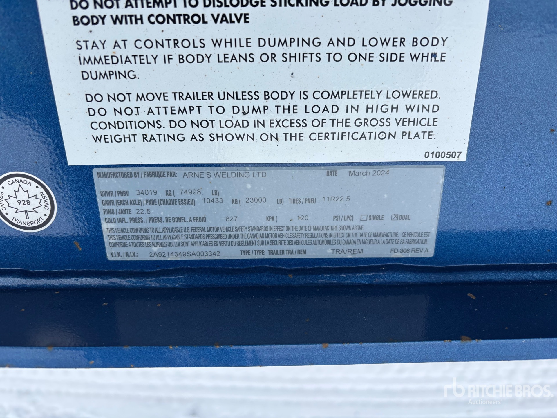 General Appearance with Serial Number / VIN