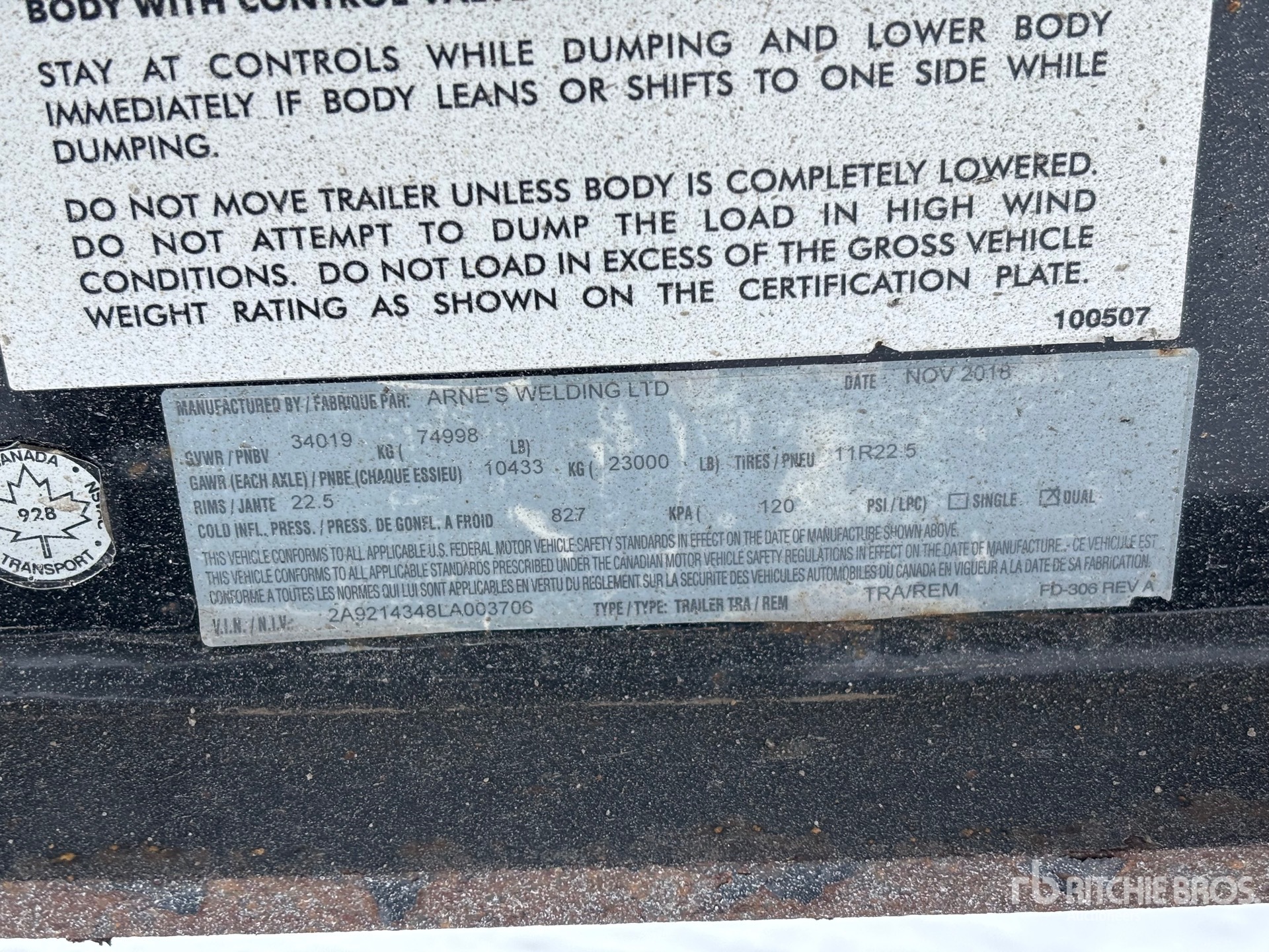 General Appearance with Serial Number / VIN