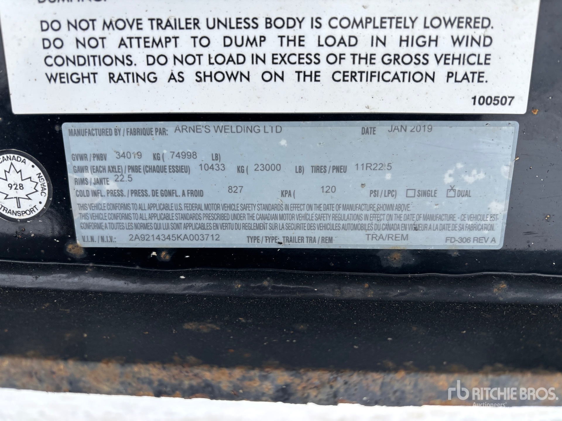 General Appearance with N.º de serie/VIN