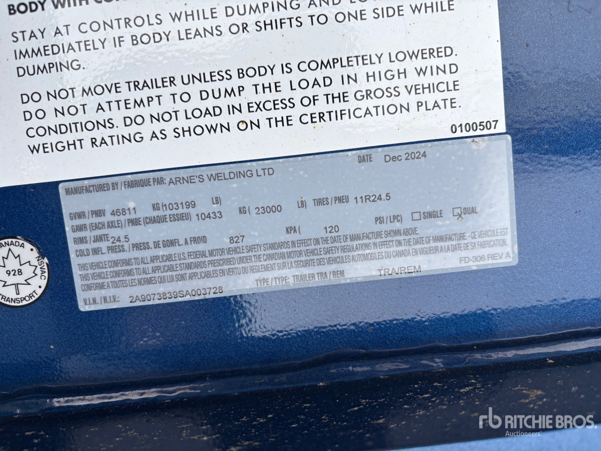 General Appearance with Serial Number / VIN