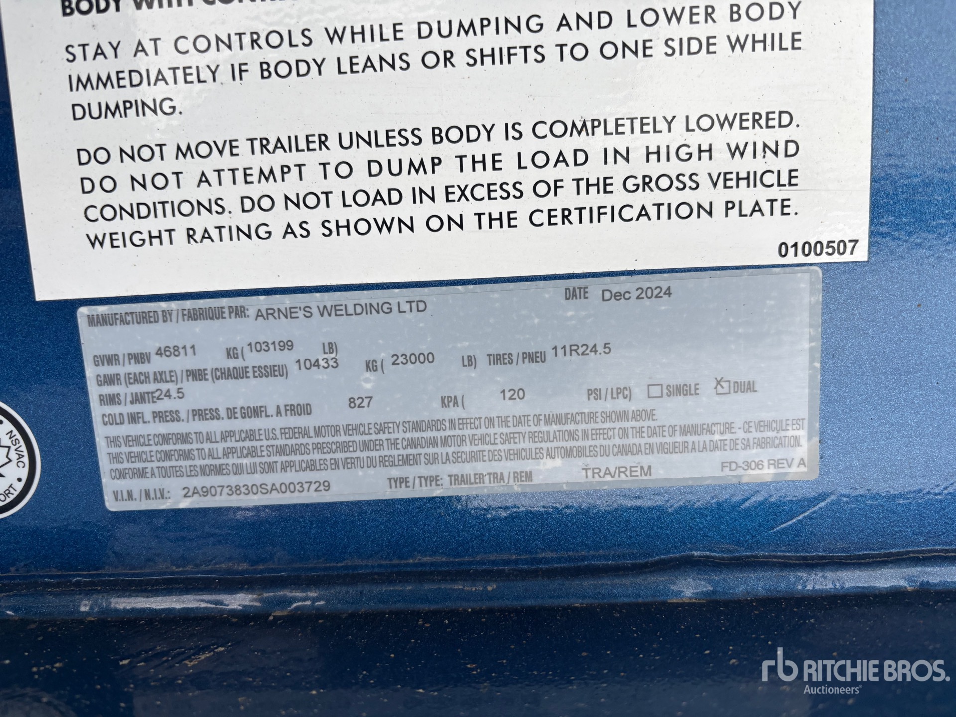 General Appearance with Serial Number / VIN