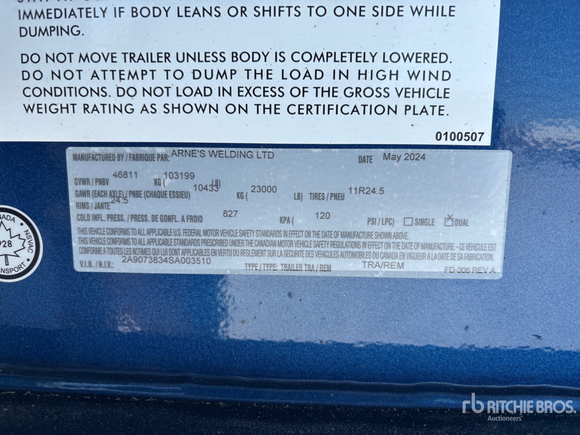 General Appearance with Serial Number / VIN