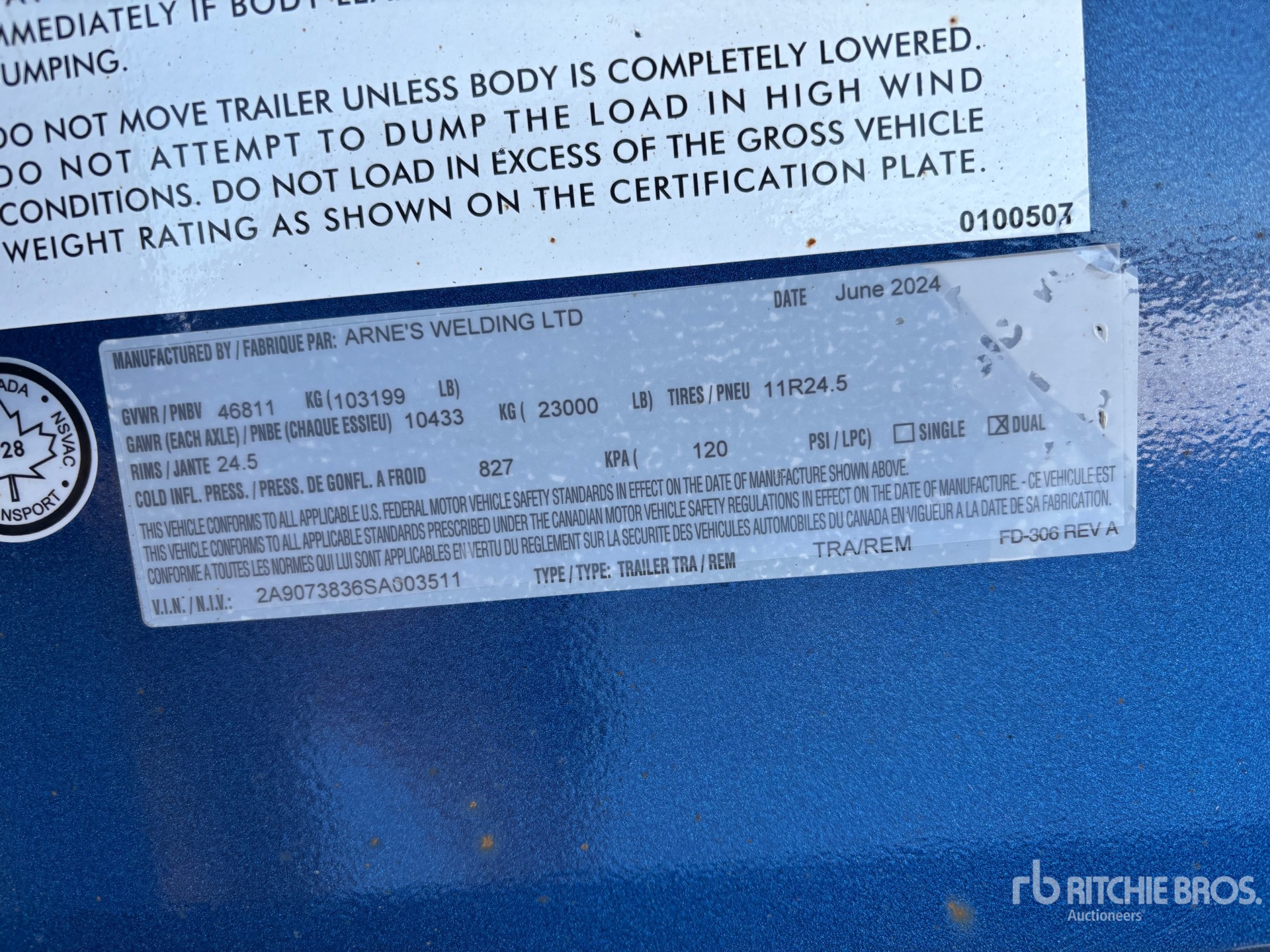 General Appearance with Serial Number / VIN