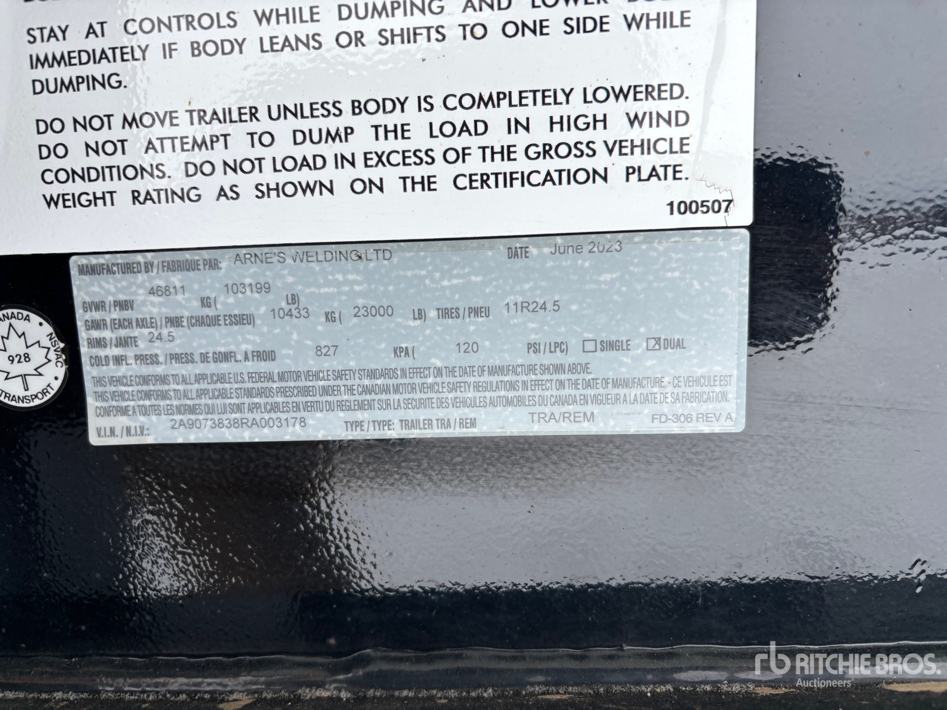 General Appearance with Serial Number / VIN