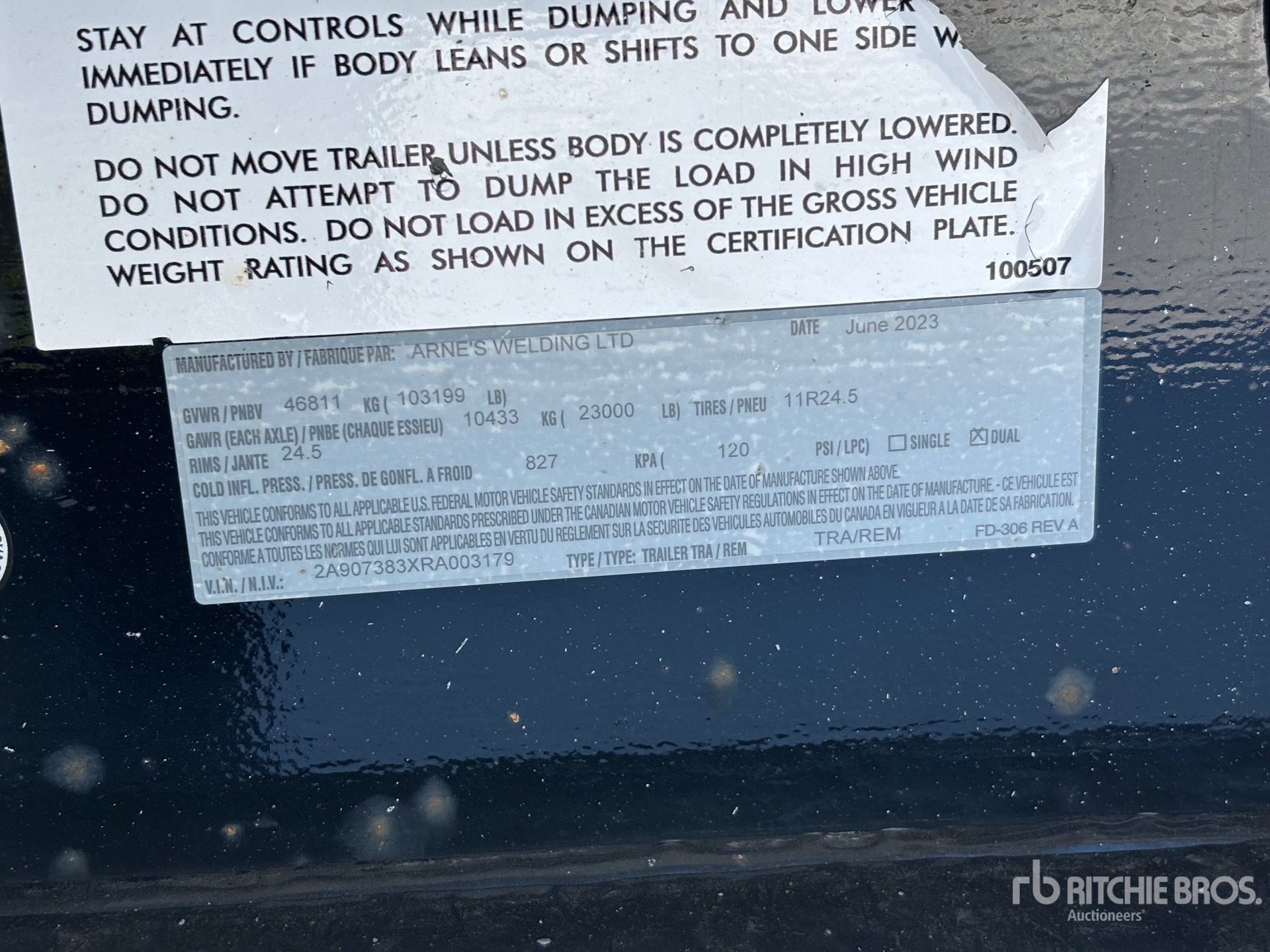 General Appearance with Serial Number / VIN