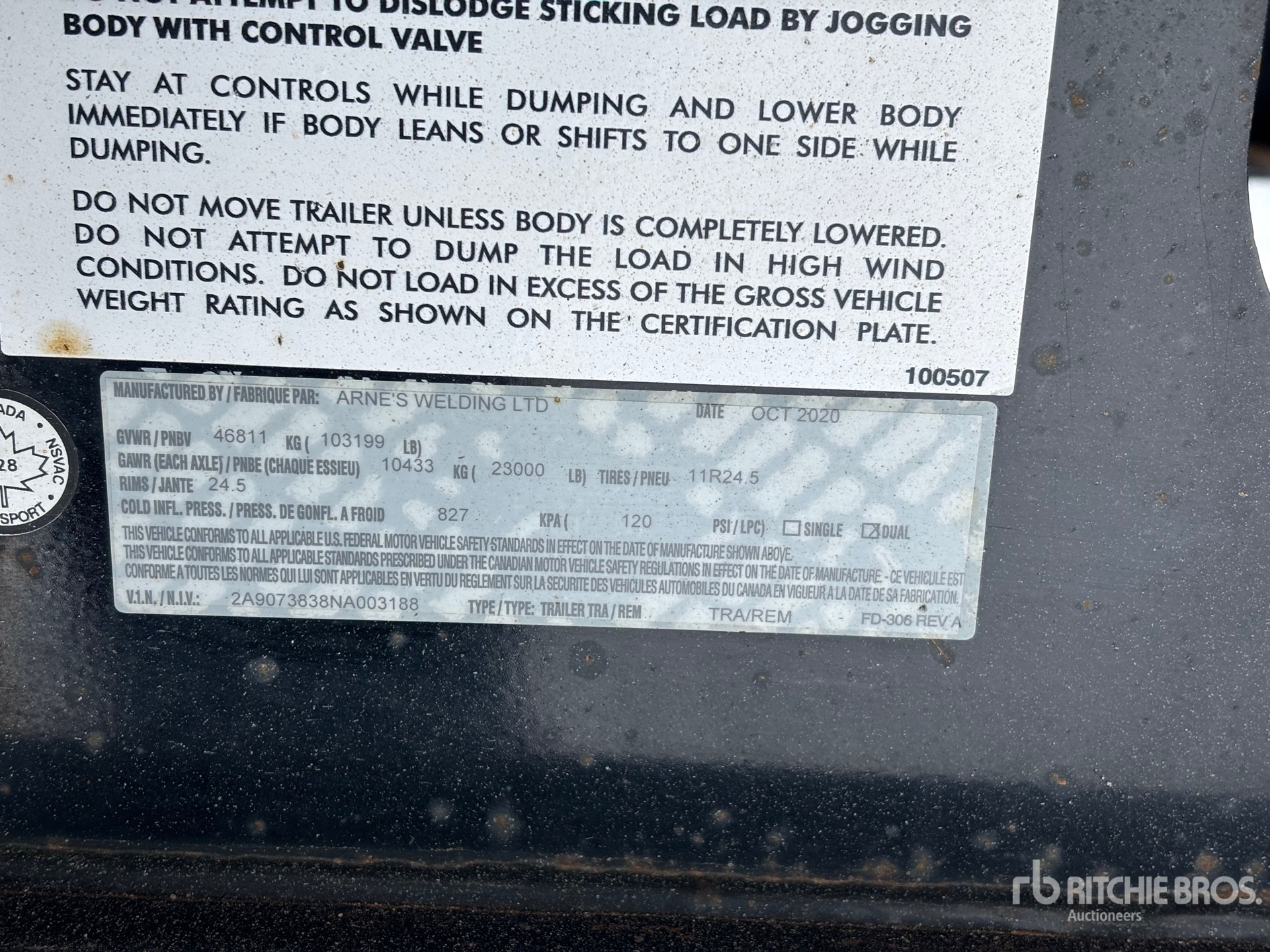 General Appearance with Serial Number / VIN