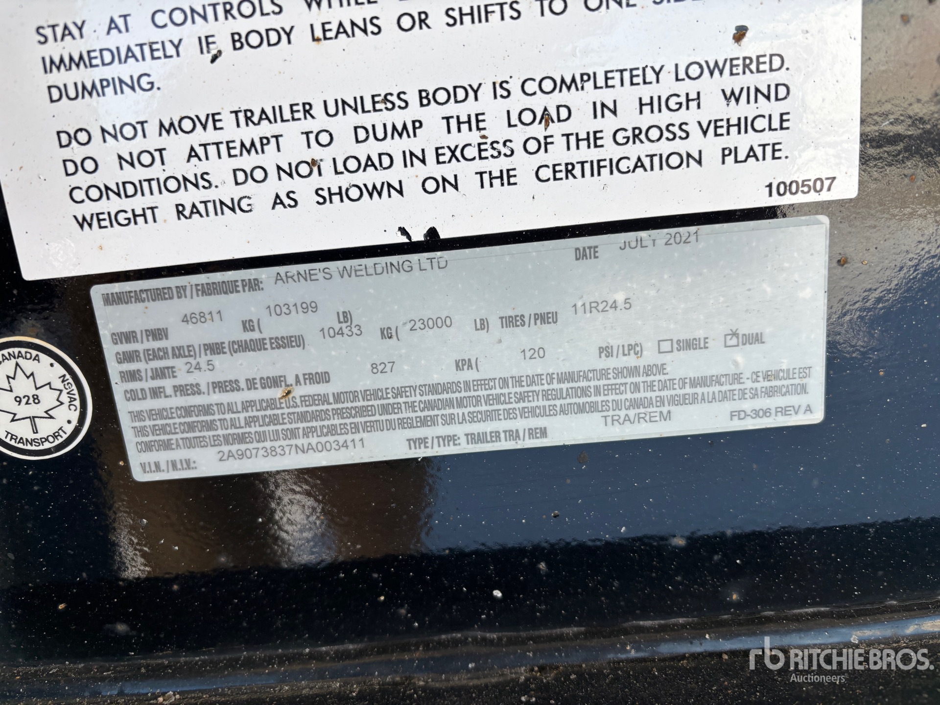 General Appearance with Serial Number / VIN