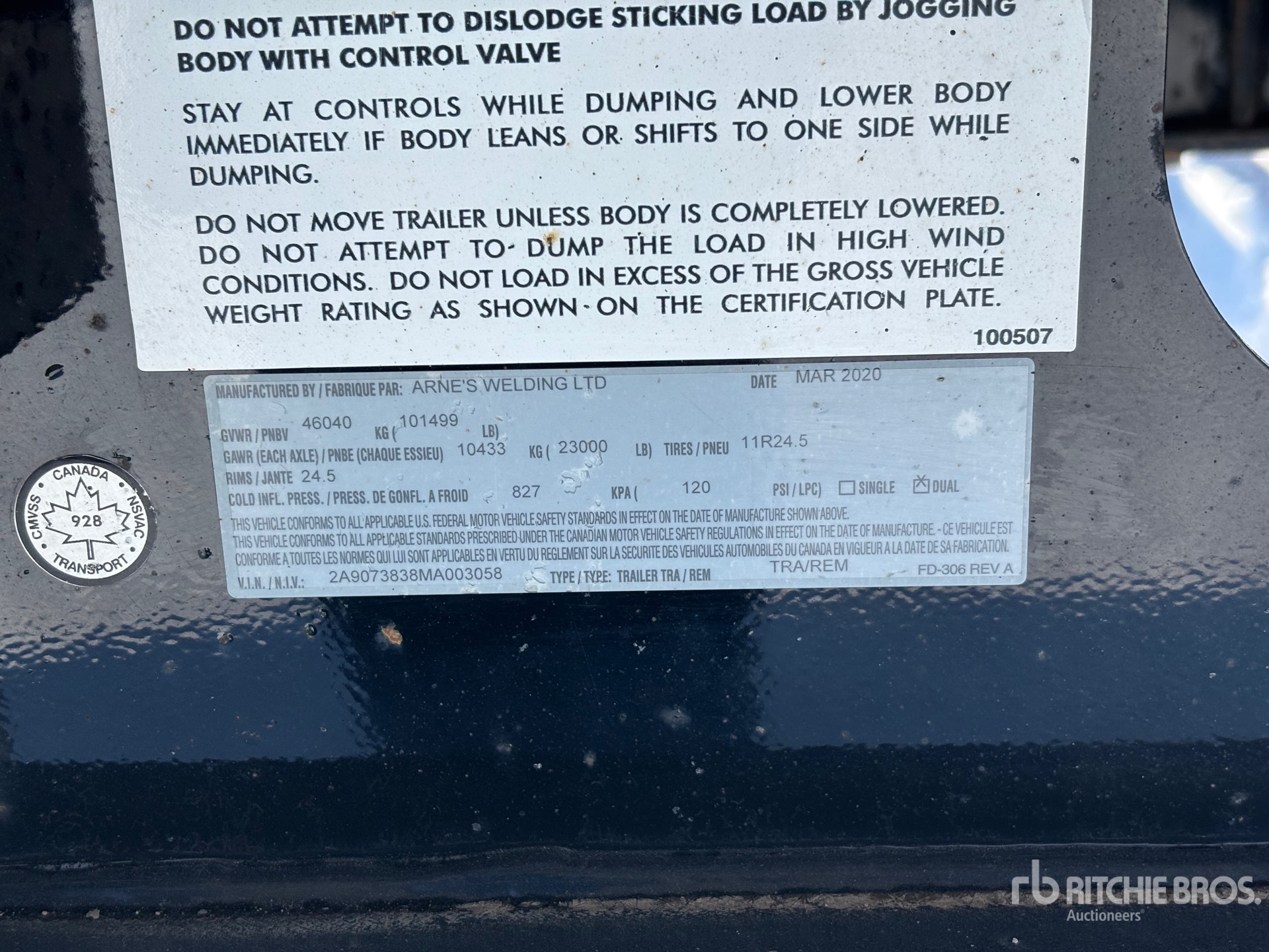 General Appearance with Serial Number / VIN