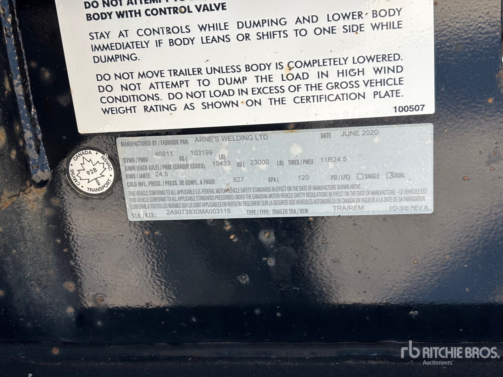 General Appearance with Serial Number / VIN