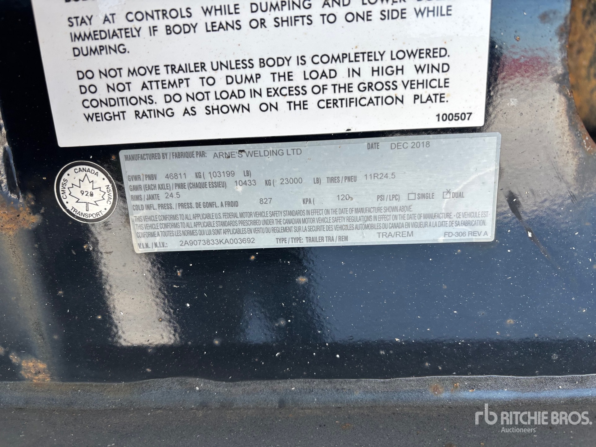 General Appearance with Serial Number / VIN