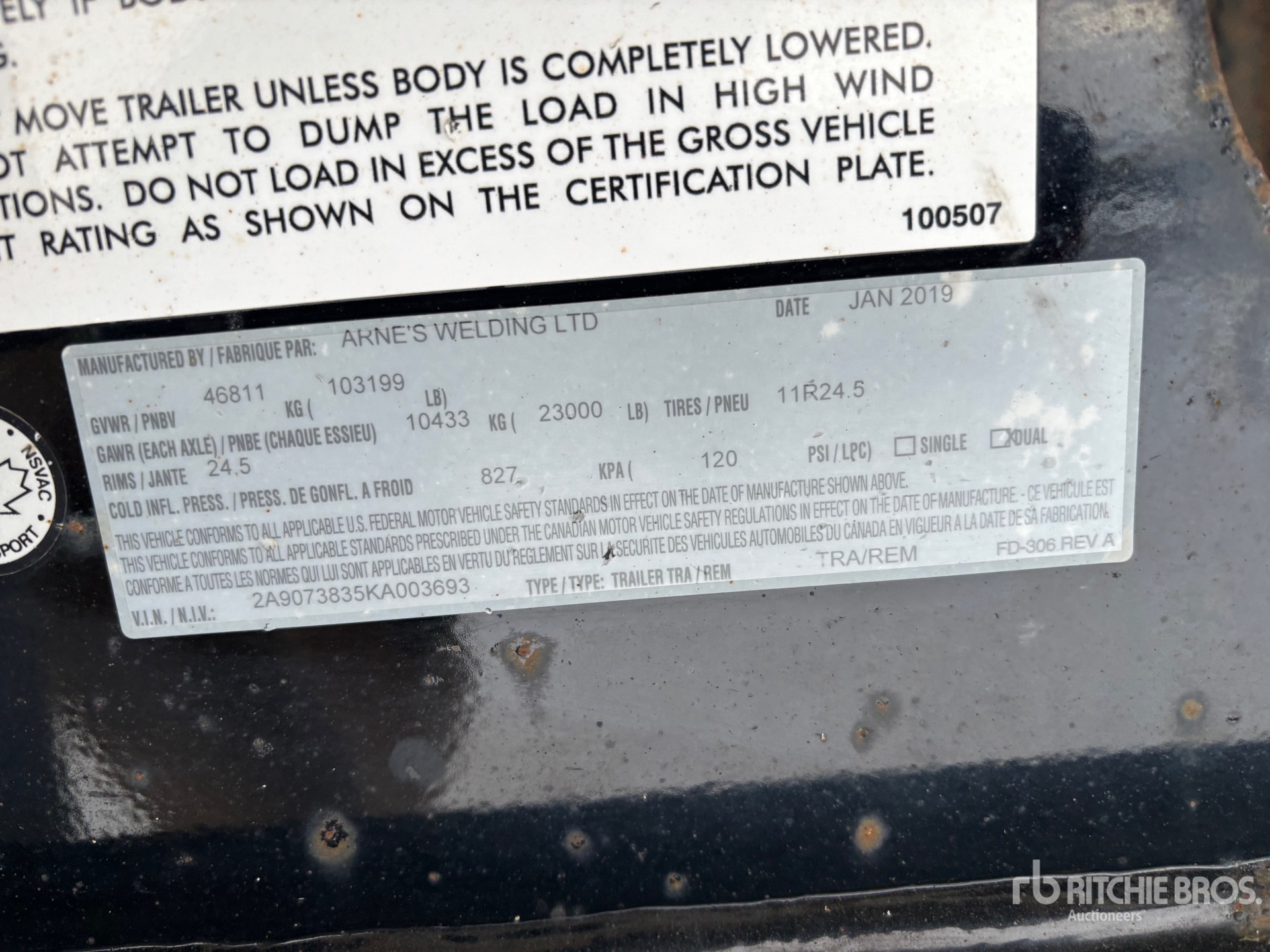 General Appearance with Serial Number / VIN