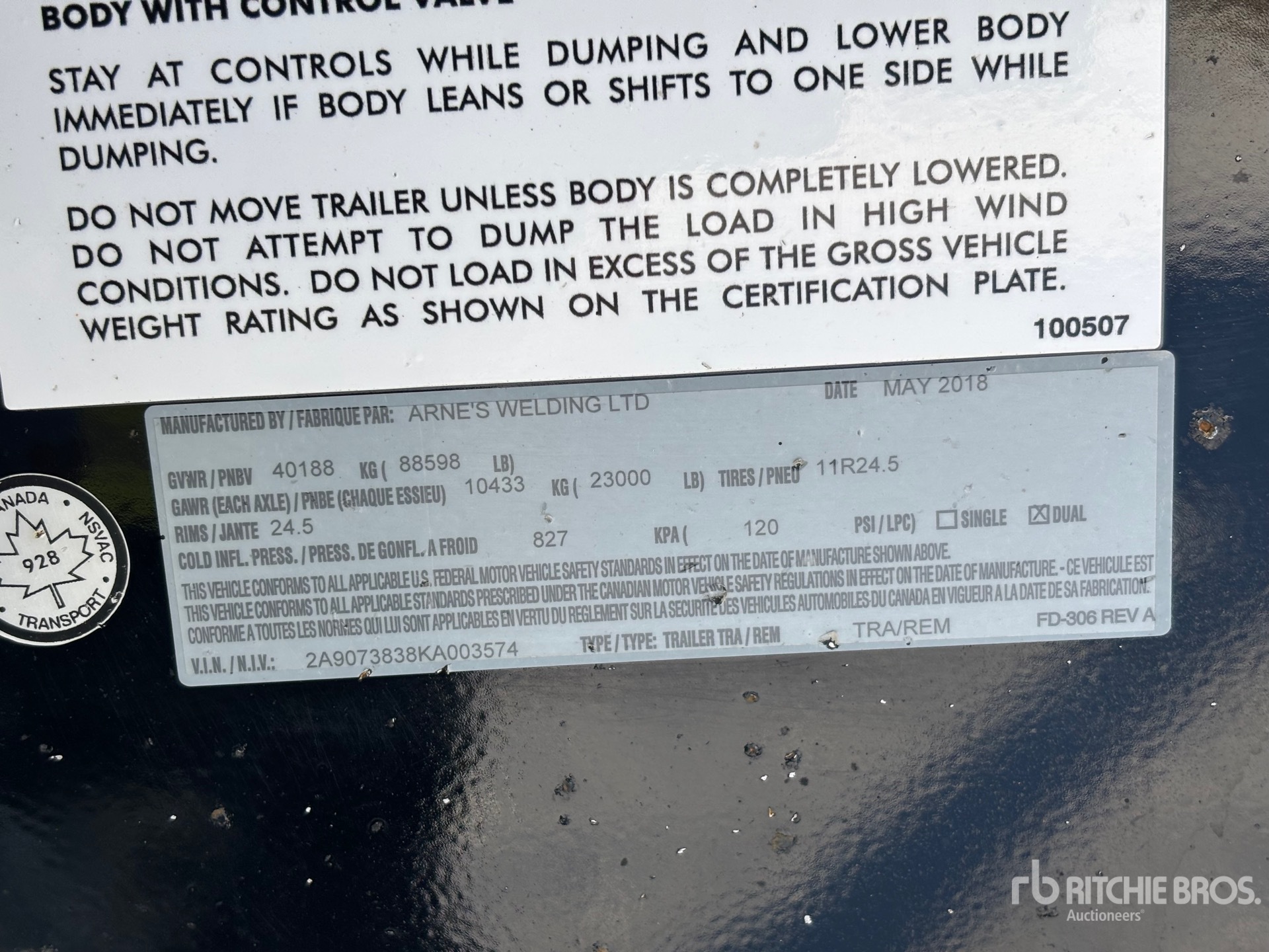 General Appearance with Serial Number / VIN