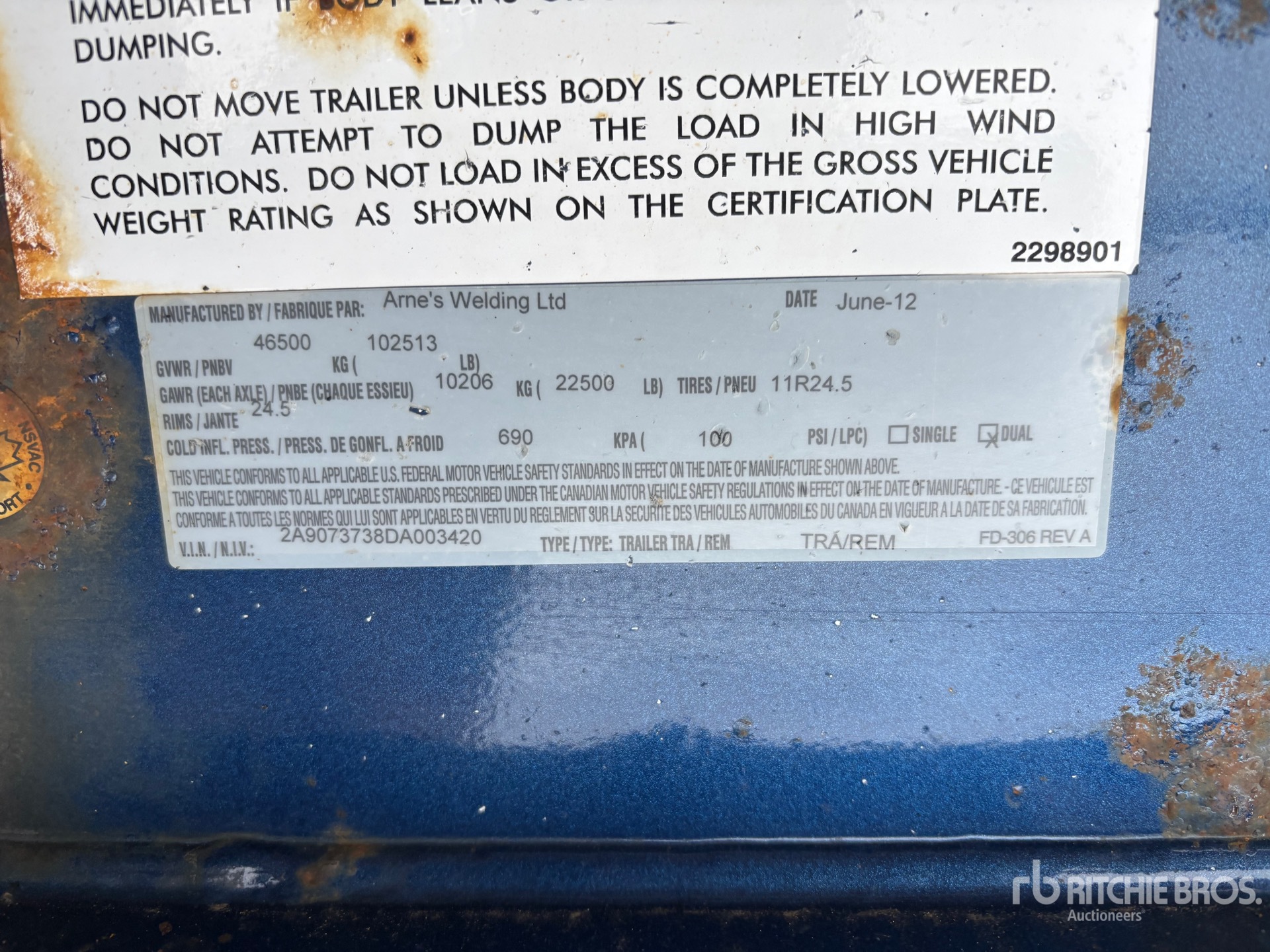 General Appearance with Serial Number / VIN