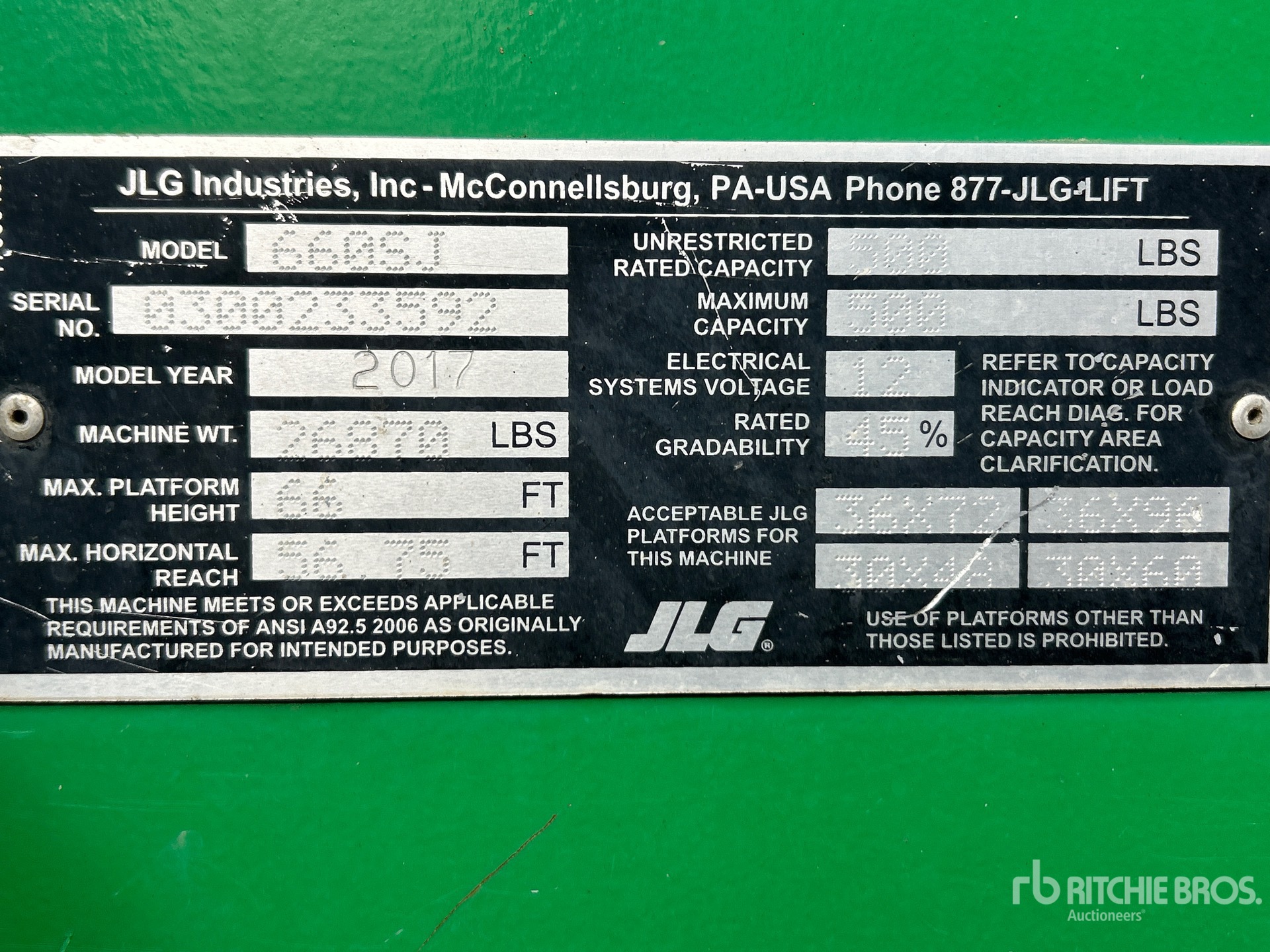 General Appearance with Serial Number / VIN